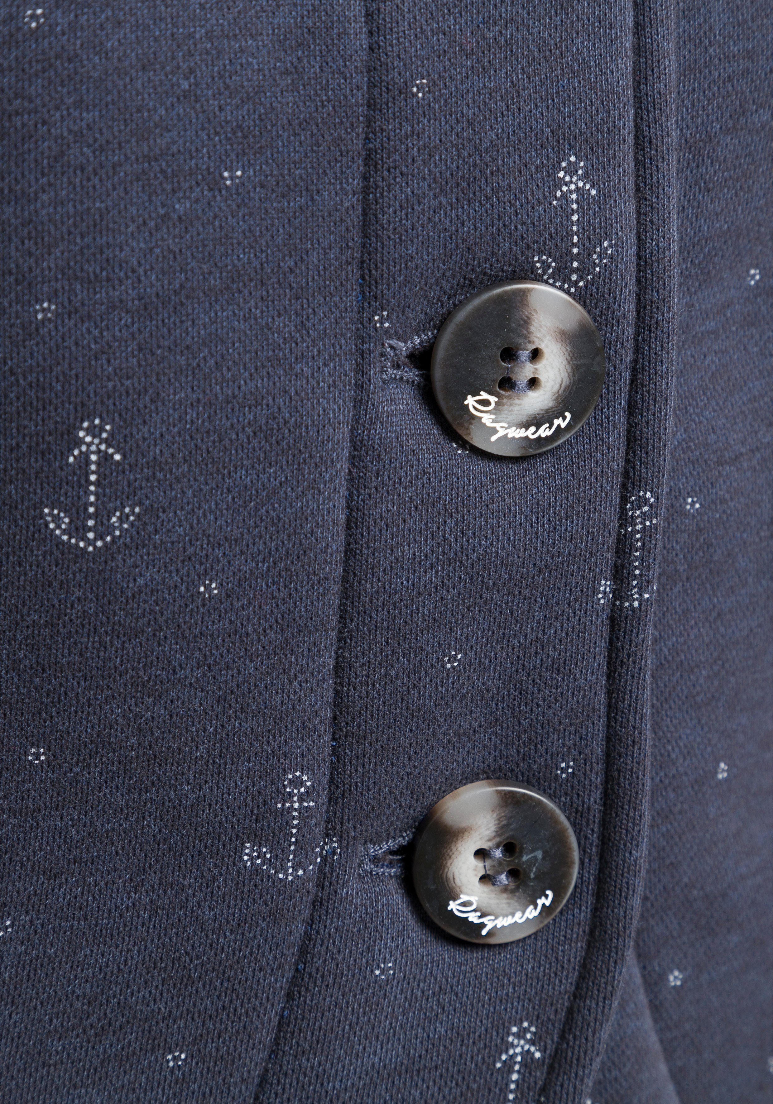 Ragwear Sweatjacke Sweat-Blazer Kontrast-Details O mit PRINT maritimer NAVY AVALINA