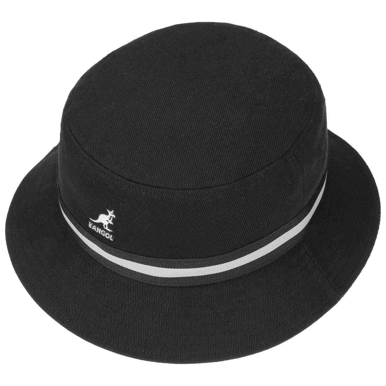 (1-St) schwarz Fischerhut Kangol mit Stoffhut Ripsband