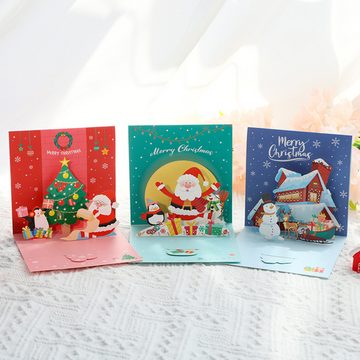 Lubgitsr Weihnachtskarte 4 Stück 3D Weihnachtskarten Pop Up Grußkarte,Grün