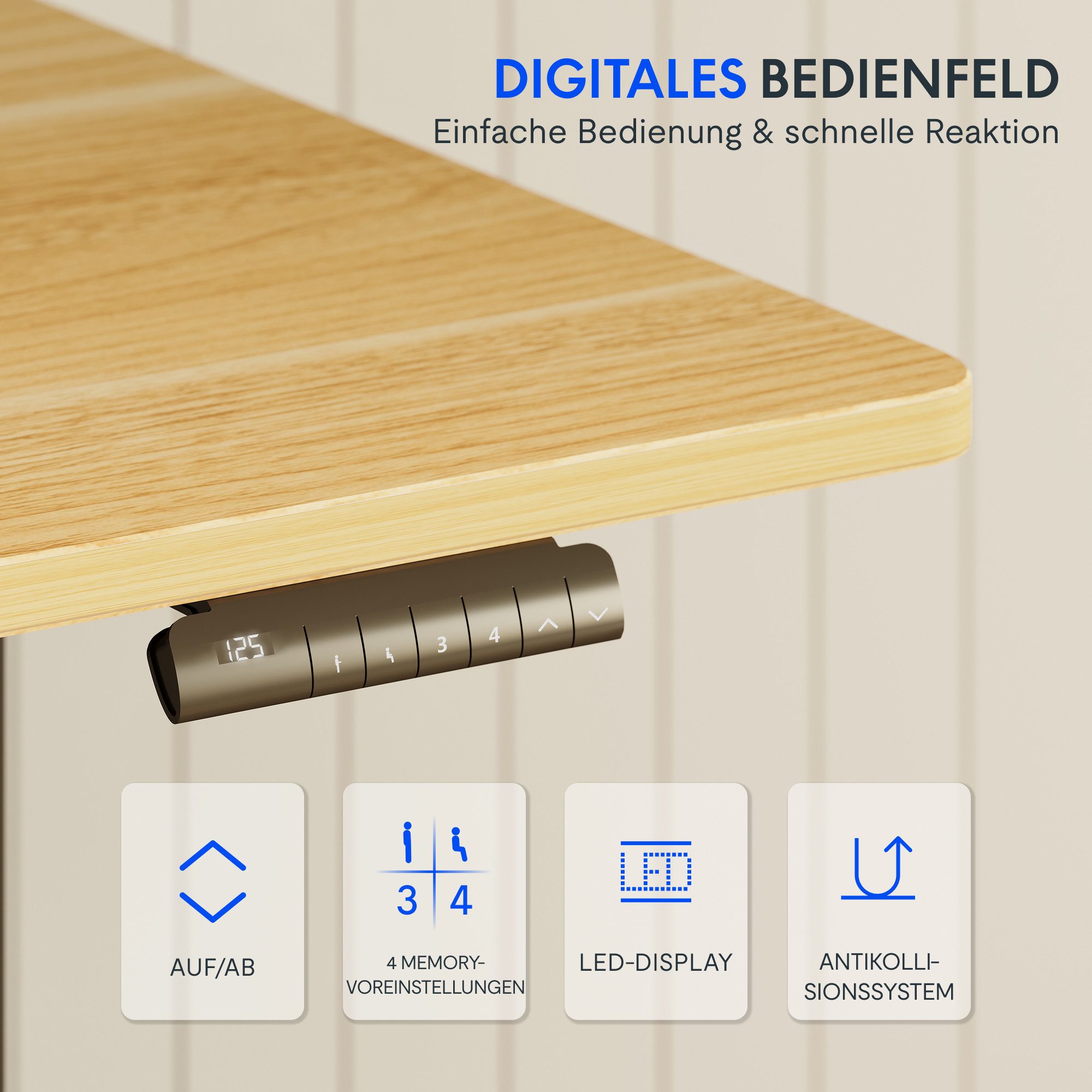 FLEXISPOT Schreibtisch Elektrisch Höhenverstellbarer Schreibtisch EC5 LITE mit Dualmotor (25MM einteiliger Tischplatte & 3-fach Teleskop, 4 Speicherhöhen & Anti – Bild 5 von 5
