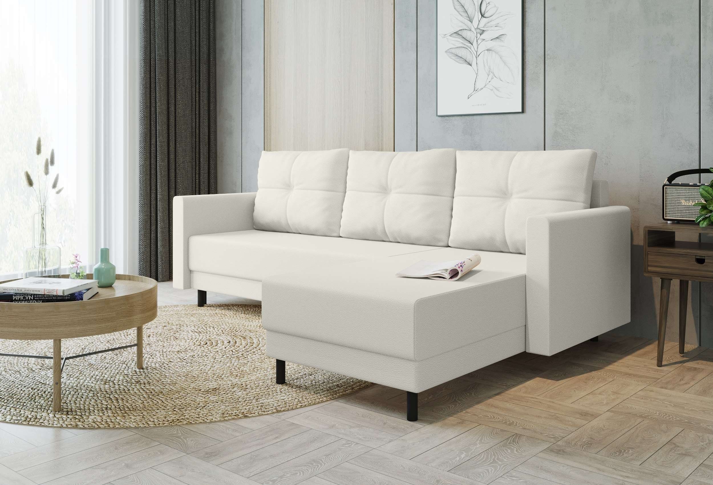 Stylefy Eckcouch, Bettkasten, L-Form, Ecksofa Paloma, Sofa, Design Sitzkomfort, mit mit Modern Bettfunktion,