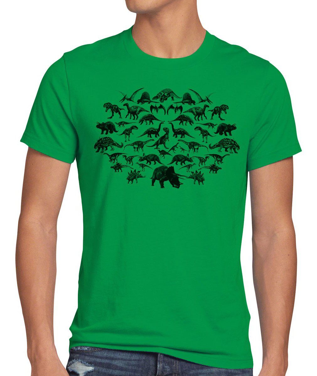 style3 Print-Shirt Herren T-Shirt Monster big bang Dinosaurier Sheldon Jurassic Cooper TV Theory grün