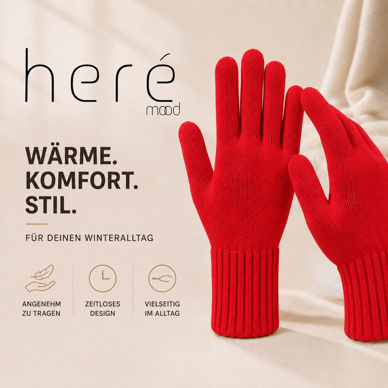 herémood Strickhandschuhe Handschuhe Winter für Damen Herren, Winterhandschuhe, Sport & Fahrrad vollständig bedeckte Finger, Testsiegel SEHR GUT (Note 1,1) – Bild 2 von 5
