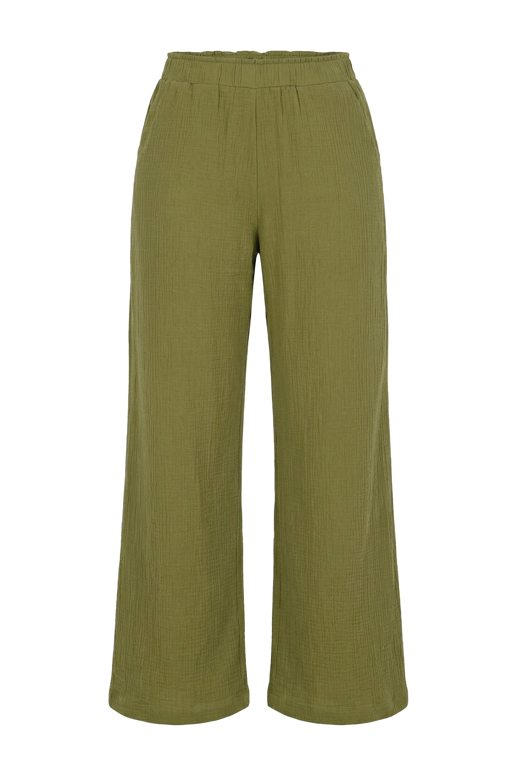 Studio Untold Schlupfhose Hose wide Legs Musselin Elastikbund günstig online kaufen