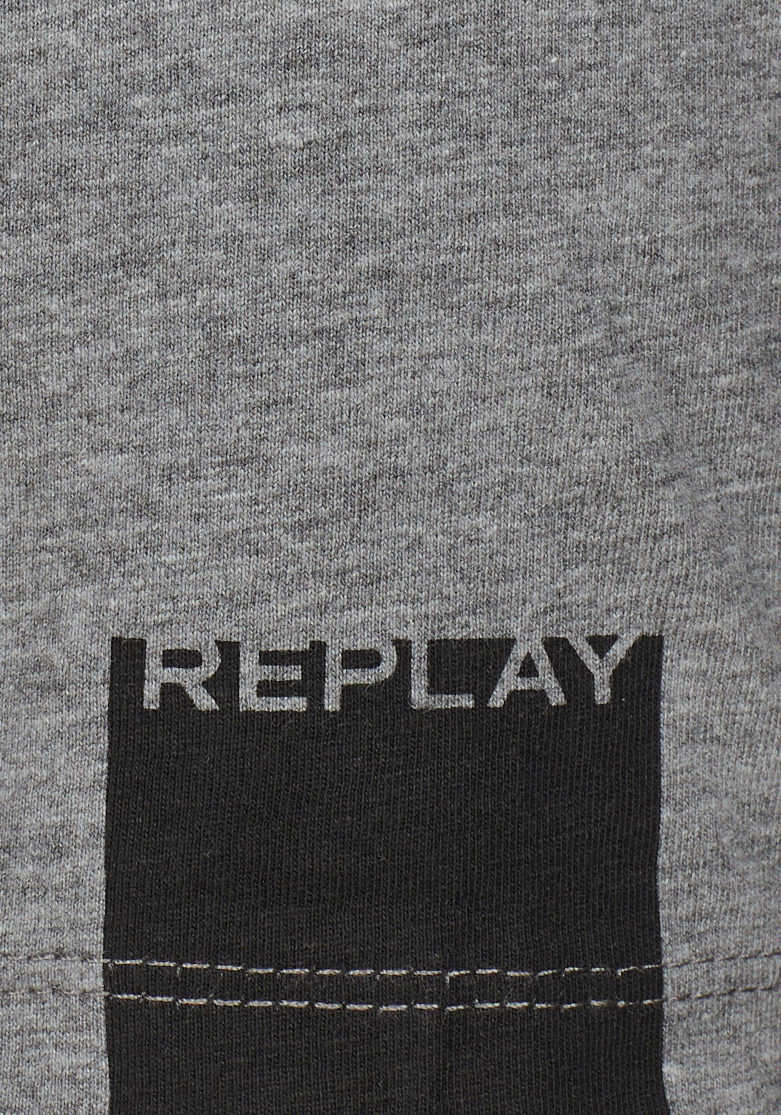 Replay T-Shirt Kanten offenen hellgrau-meliert