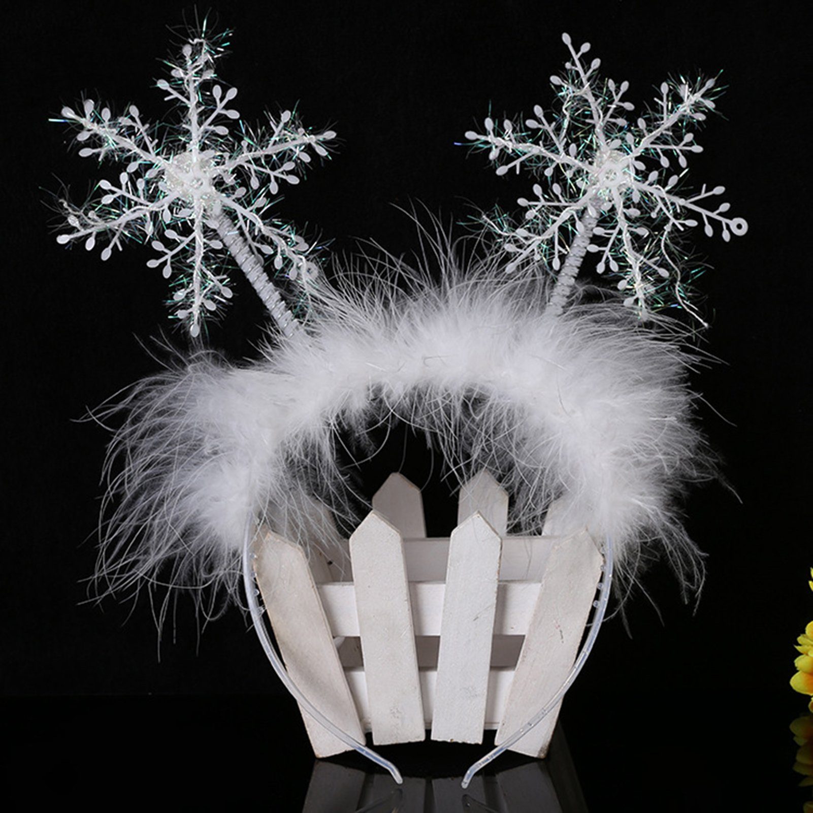 Rutaqian Weihnachten Plüsch-Weihnachtsstirnband Kopfbedeckung Niedliche Schneeflocken-Mädchen-Weihnachtskopfschmuck, Haarband Schneeflocke Party-Requisiten Haarband,