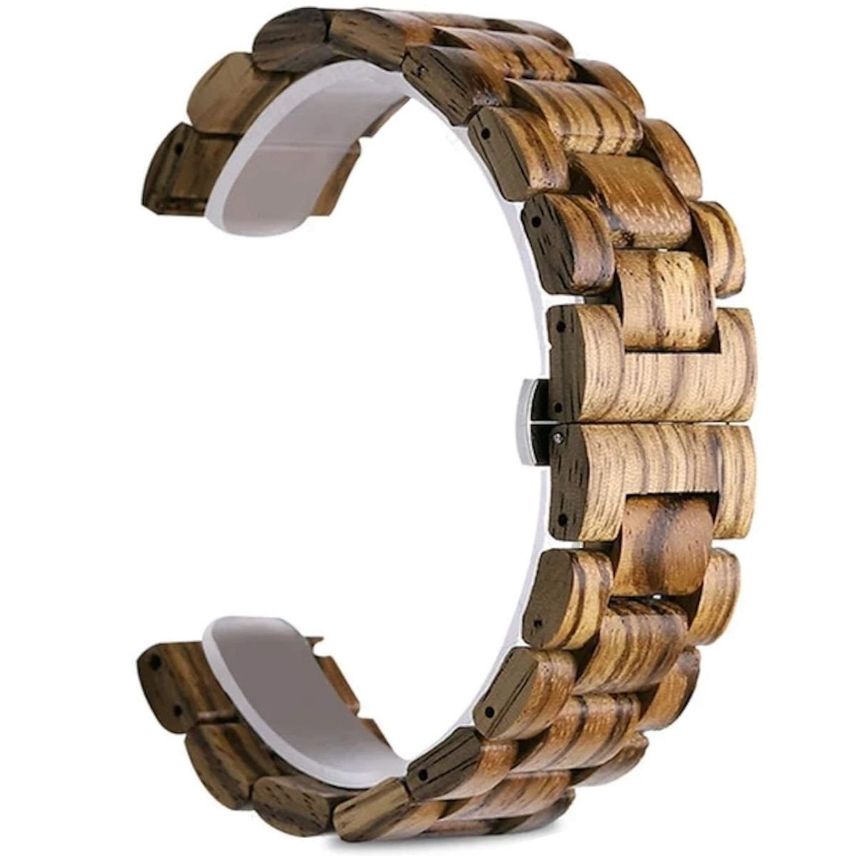 Wigento Smartwatch-Armband Für Universal 22mm Style Holz Braun Ersatz Armband Smart Uhr Band