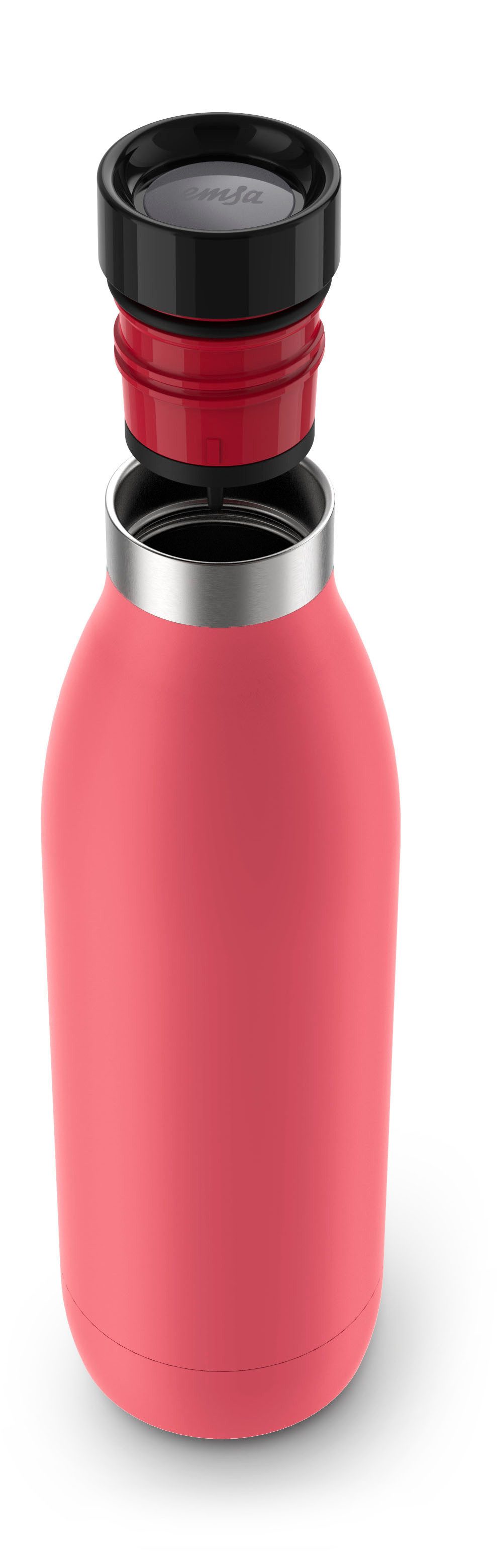 Emsa Isolierflasche Trinkflasche Bludrop, Edelstahl, Quick-Press Deckel, 360° Trinkgenuss, 12h warm/24h kühl