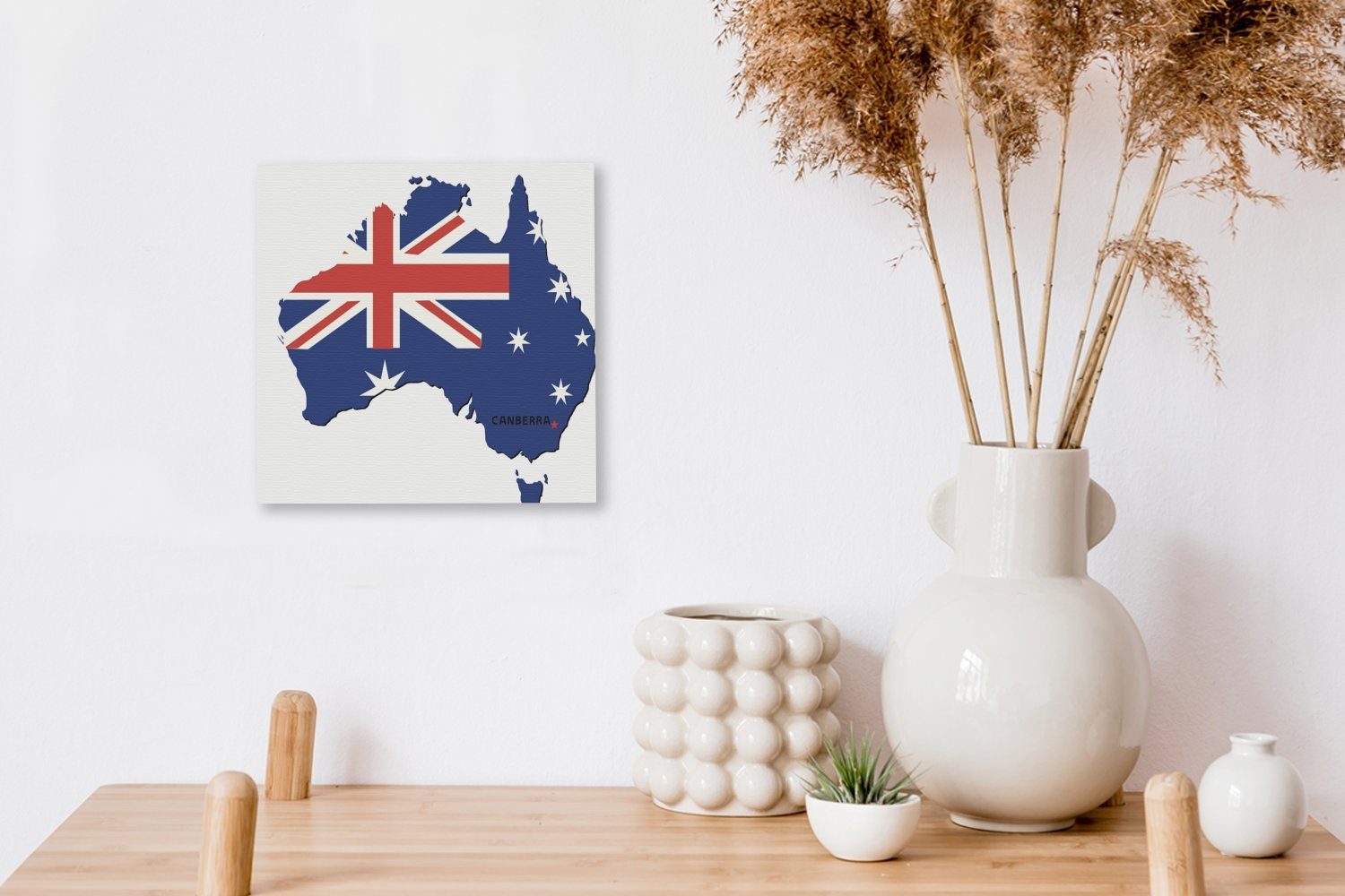 Illustration Karte Schlafzimmer OneMillionCanvasses® mit Eine Australien von für Bilder Leinwand der Wohnzimmer Farben, Canberra den (1 und St), Leinwandbild