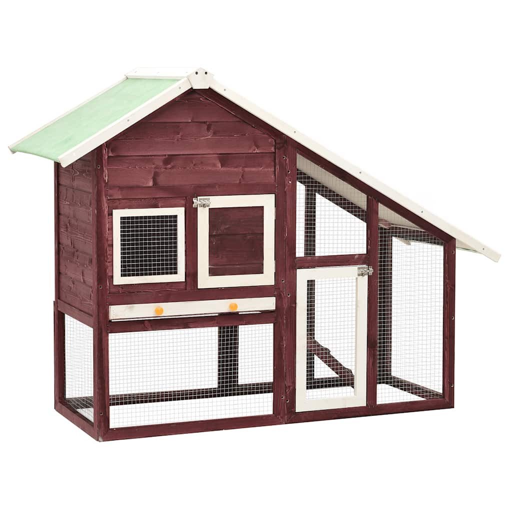 furnicato Kleintierstall Kaninchenstall aus massivem Tannenholz 140x63x120 cm in Mokka und