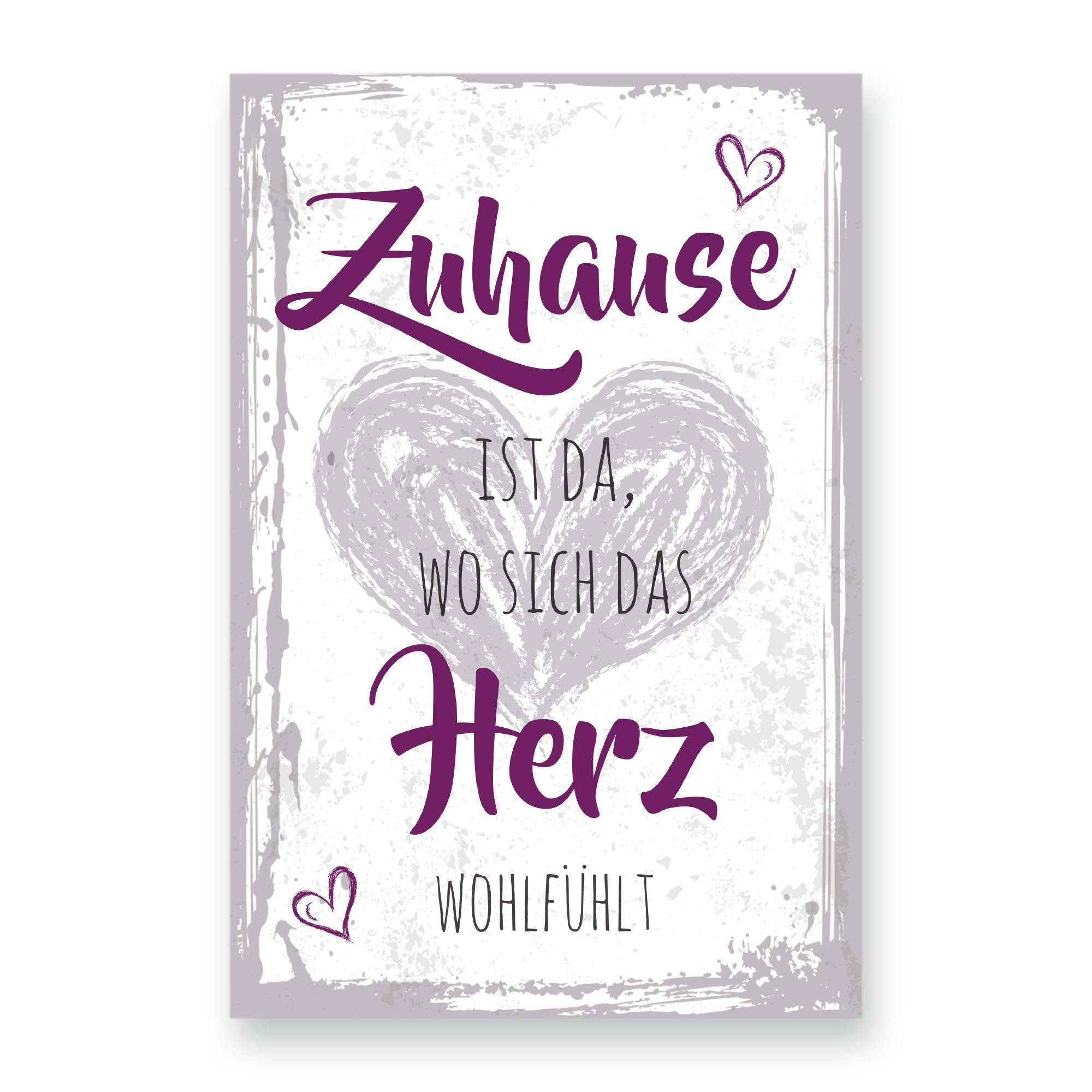 Kreative Feder Holzbild Deko-Bild „Zuhause“ aus Holz, mit Motiv & Spruch, ideales Geschenk für Freunde & Familie