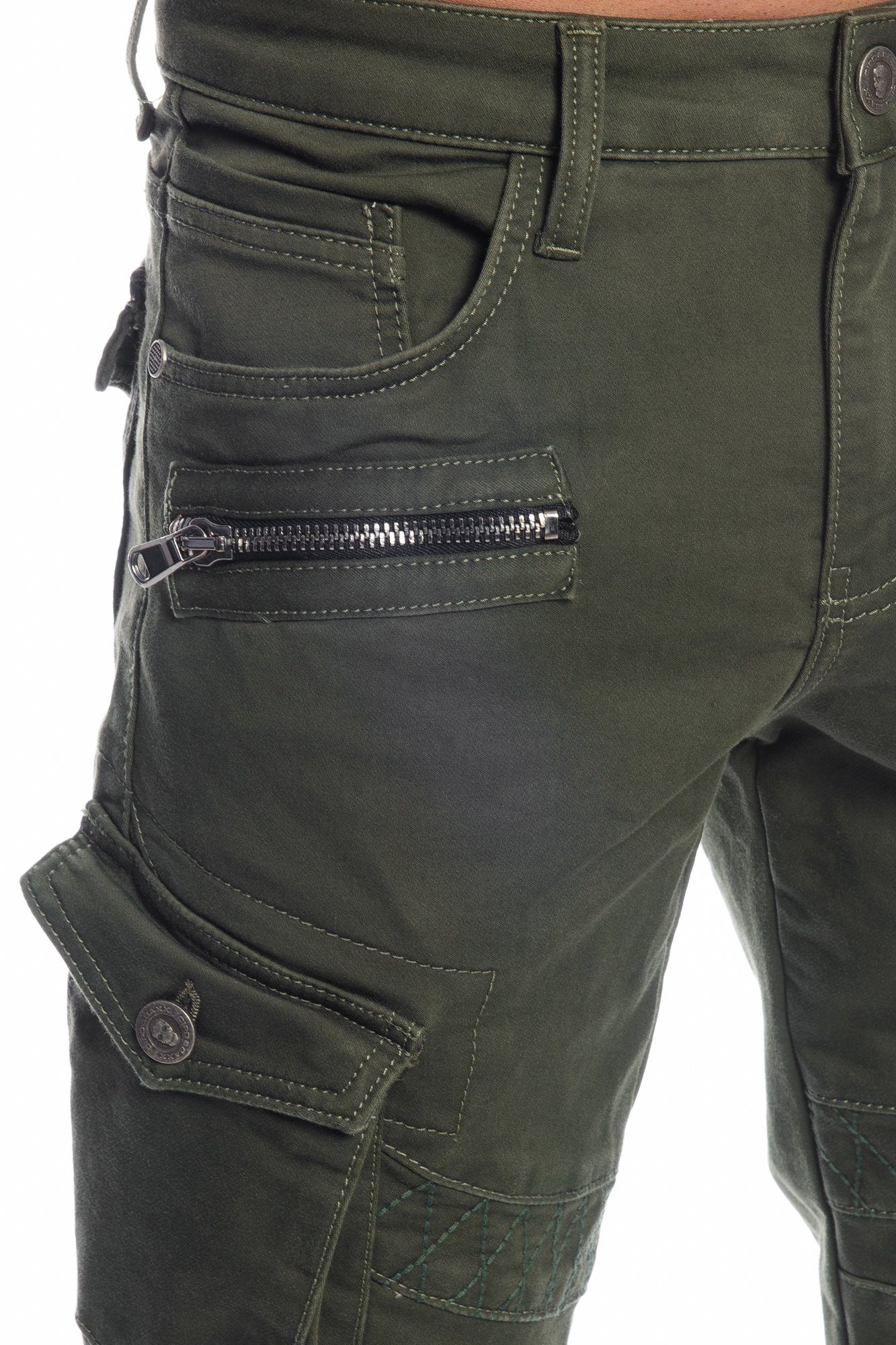 Cargohose Nahtverzierungen Hose Jeans Cipo modernen Khaki Baxx im & Herren Cargo Design Schicke