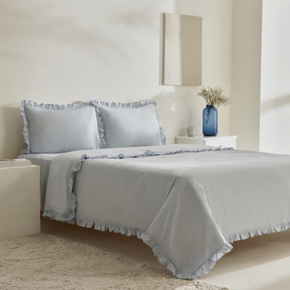 Karaca Bettwäsche Home Pure Ruffle 100% Baumwolle Doppelbett Bettwäsche Bet günstig online kaufen