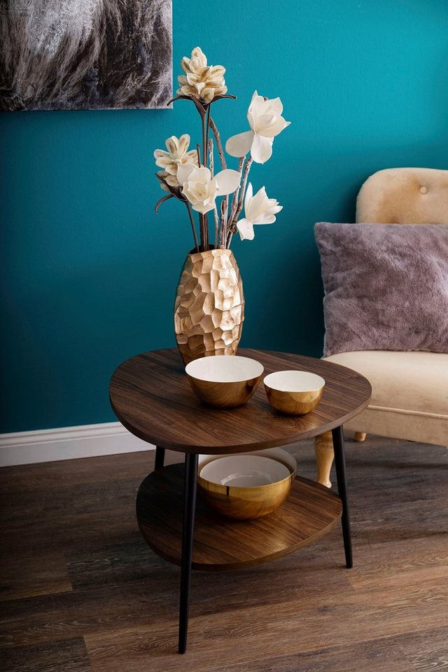 Home affaire Beistelltisch, Beistelltisch Oval, natur belassender  Tischplatte inkl Ablagefach, Tischplatte im edlem Holz Design