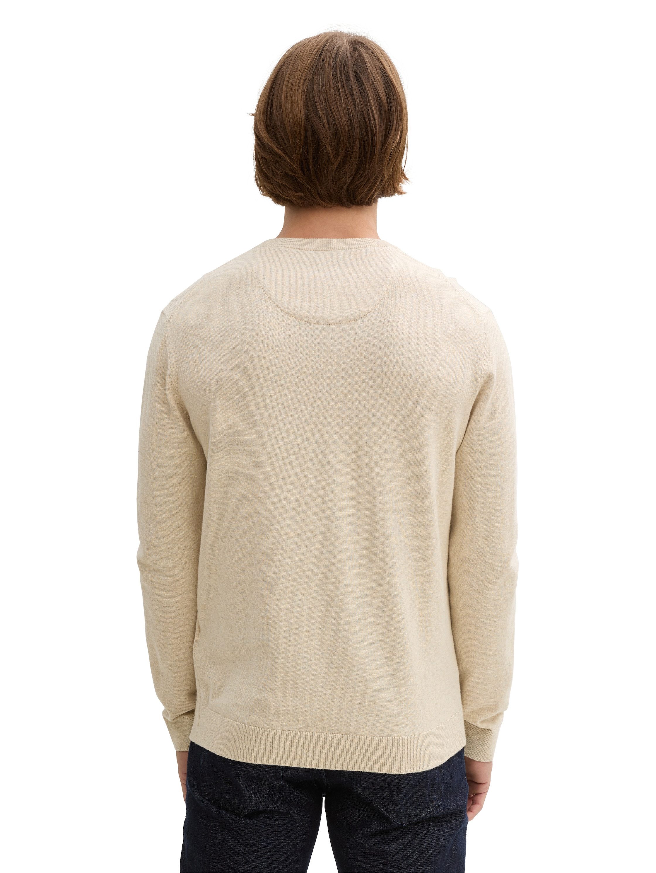 TOM TAILOR V-Ausschnitt-Pullover mit kleiner Logo-Stickerei günstig online kaufen