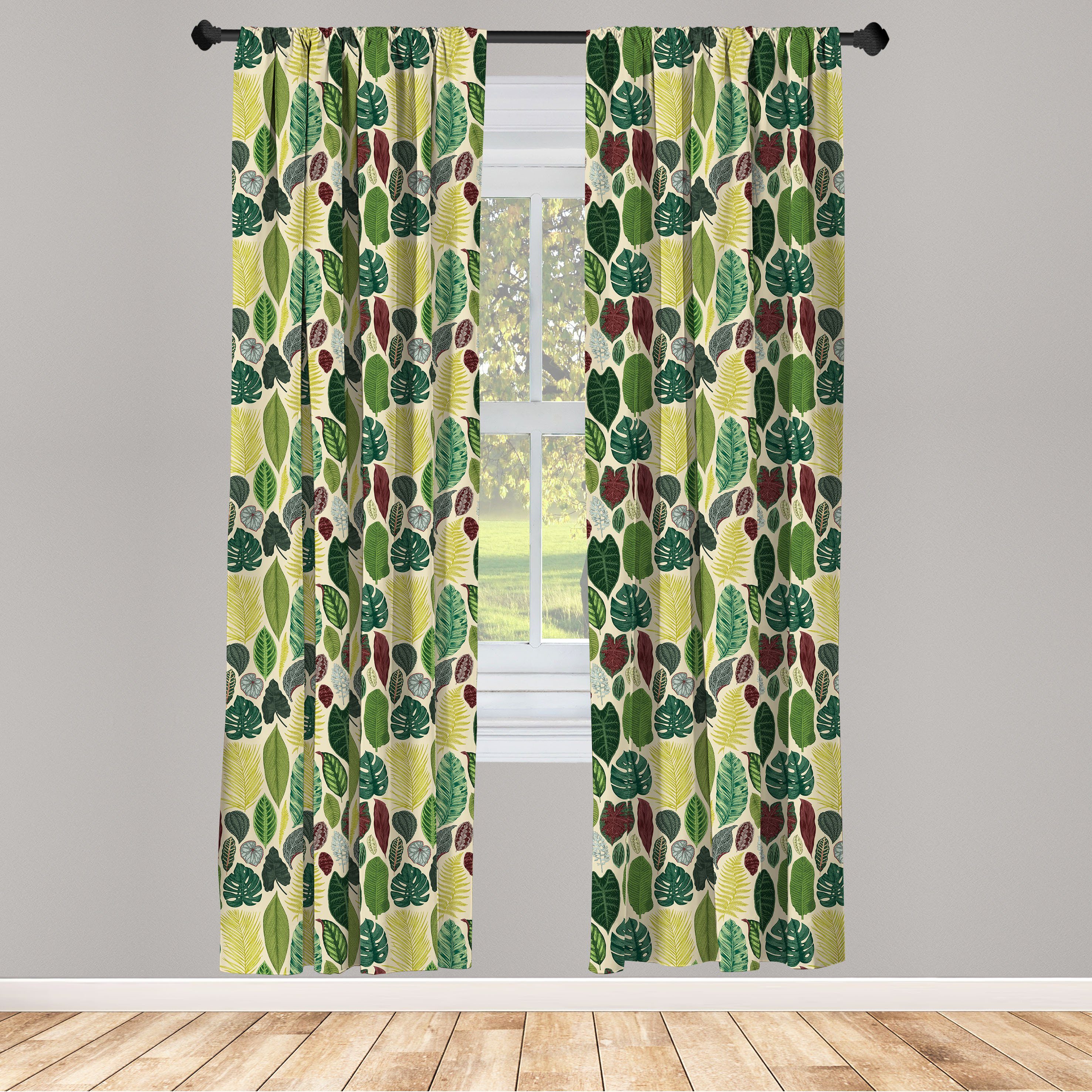 Gardine Vorhang für Wohnzimmer Schlafzimmer Dekor, Abakuhaus, Microfaser, Tropisch Verschiedene Details Blätter