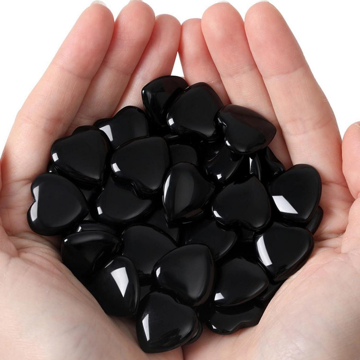 LuxusKollektion Edelstein 20Pcs Kristalle Obsidian Herzstein-Set Edelsteine Glücksbringer Reiki