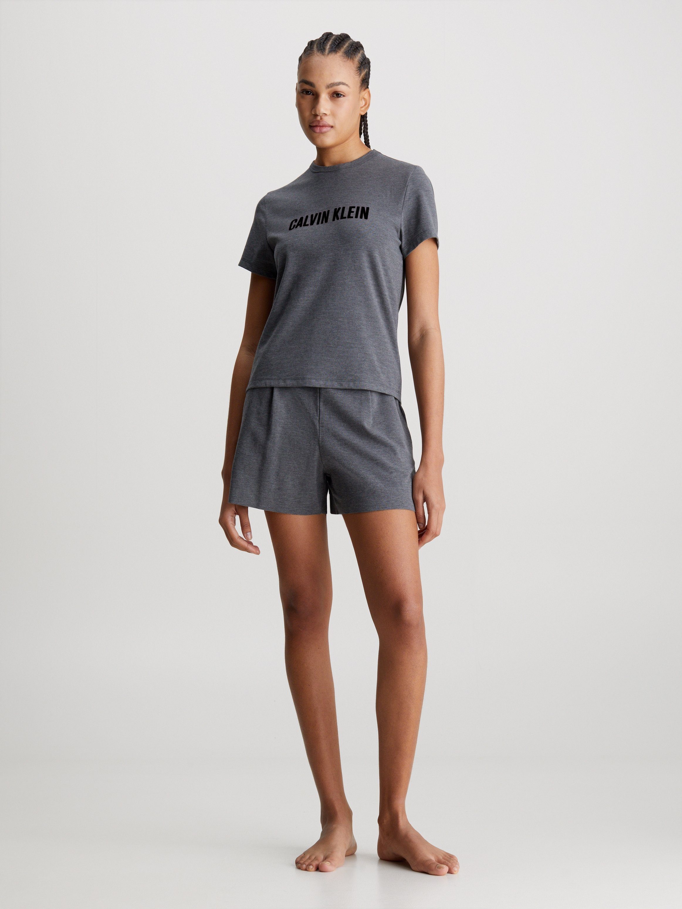 Calvin Klein Underwear Pyjama S/S SLEEP SET (Set, 2 tlg) mit Logoschriftzug auf der Brust