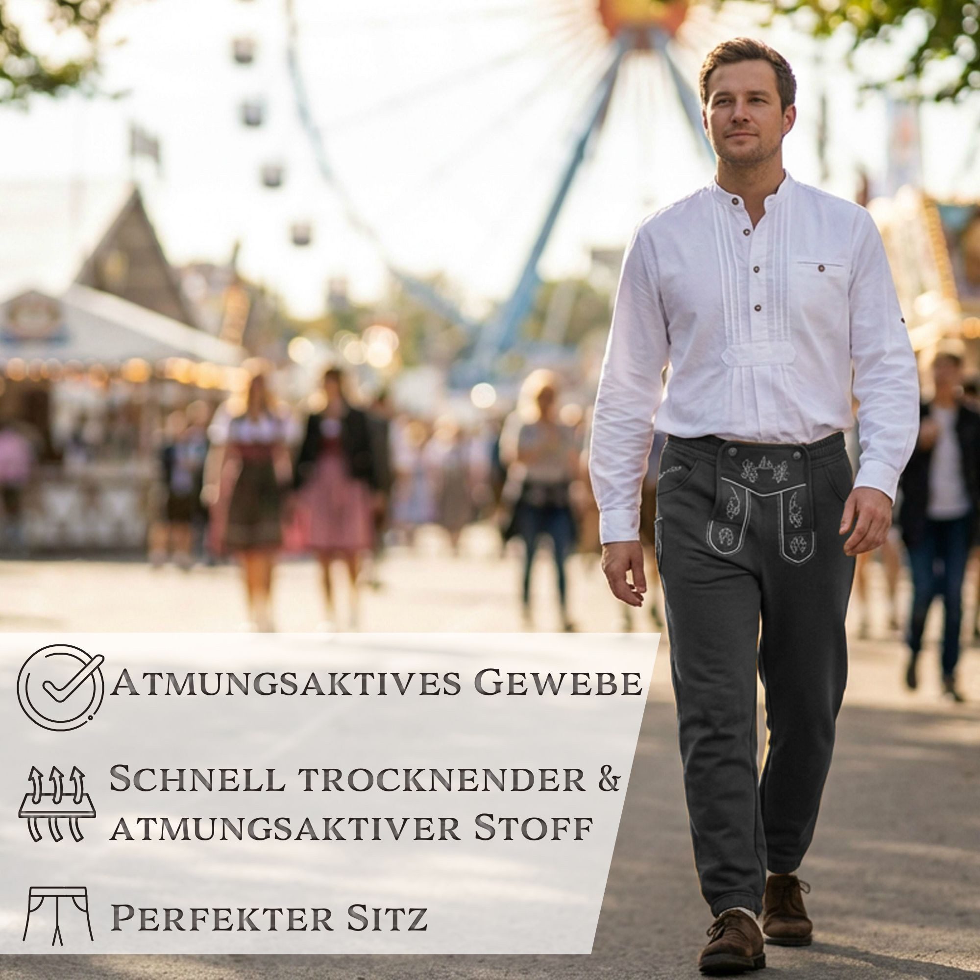 Steigenhöfer Manufaktur Trachtenhose Lange Jogginghose mit Kordelzug im Lederhosen Look - Marius Jogging Lederhose Herren Tracht - Für dein Oktoberfest Herren O – Bild 4 von 5