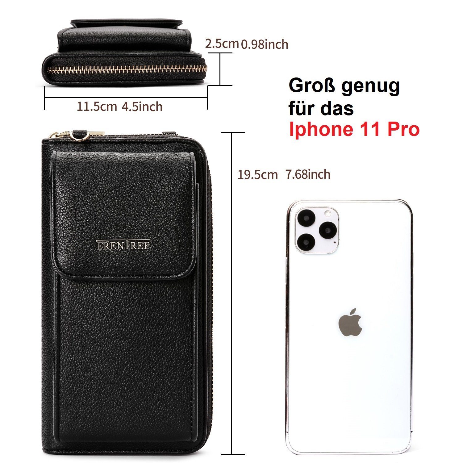 Frentree Schultertasche Damen Cross-Body Handtasche mit Handyfach und Portemonnaie, Umhängetasche mit vielen Fächern