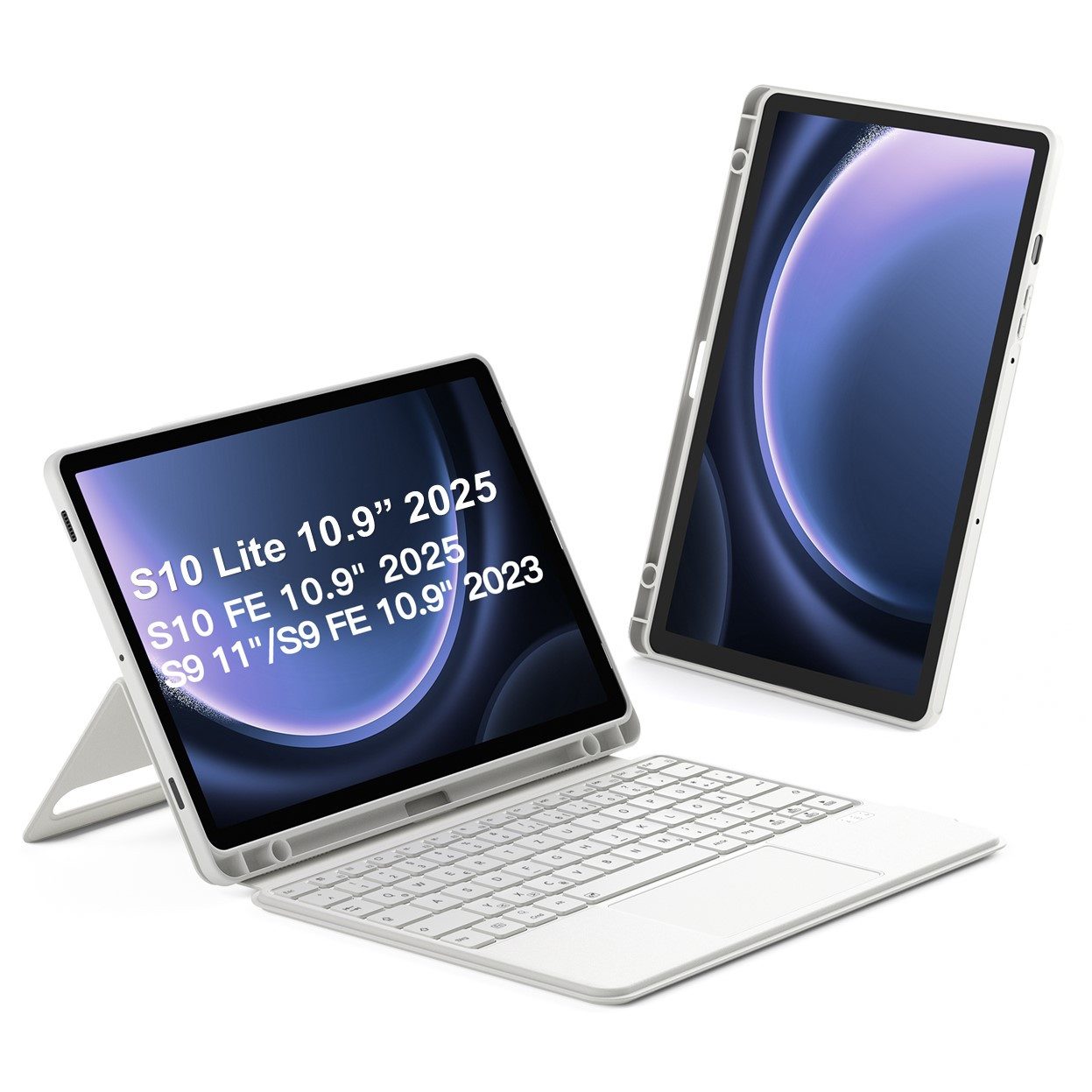 Inateck Hülle für Samsung Galaxy Tab S10 Lite/S10 FE/S9 FE/S9 Tastatur mit Touchpad (Hoch-/Querformat Ständer, Abnehmbar)