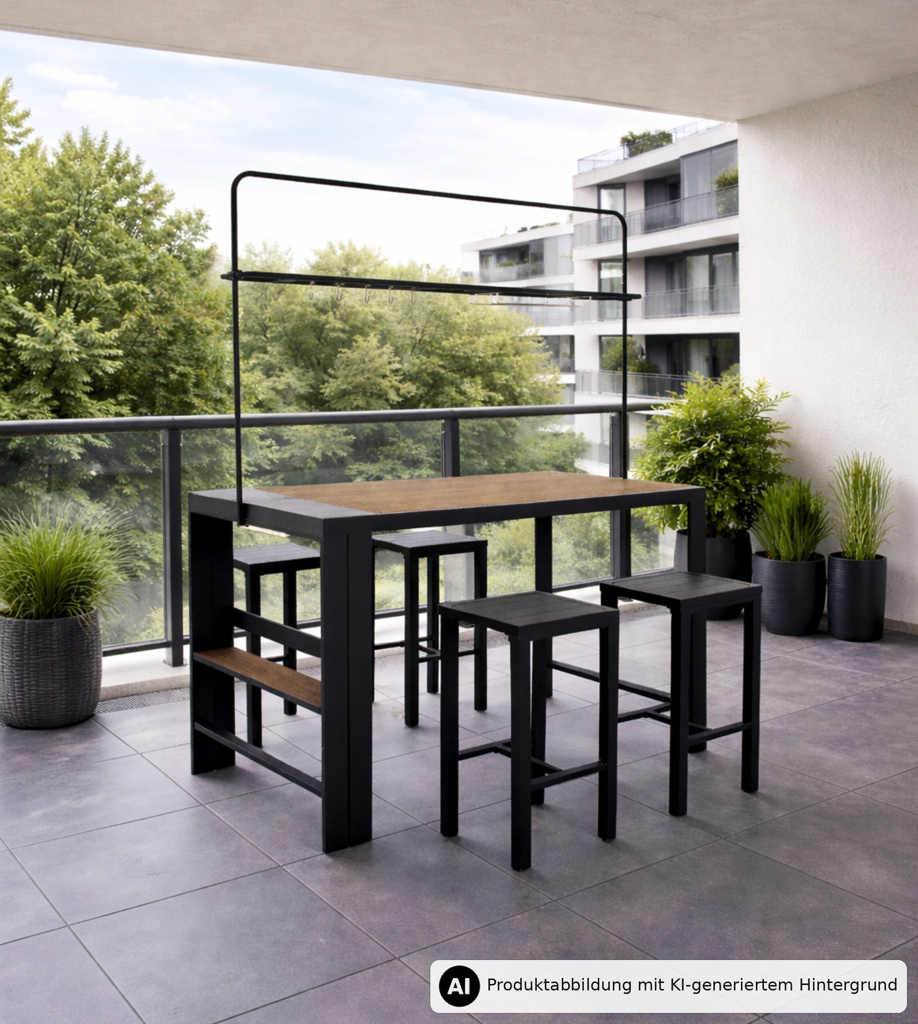 Leco Gartenbar-Set Gartenbar Partybar Barset Sitzgruppe Gartentheke Stehtisch ELSA, (1 Theke, 4 Hocker), bestehend aus 4 Hockern und 1 Theke