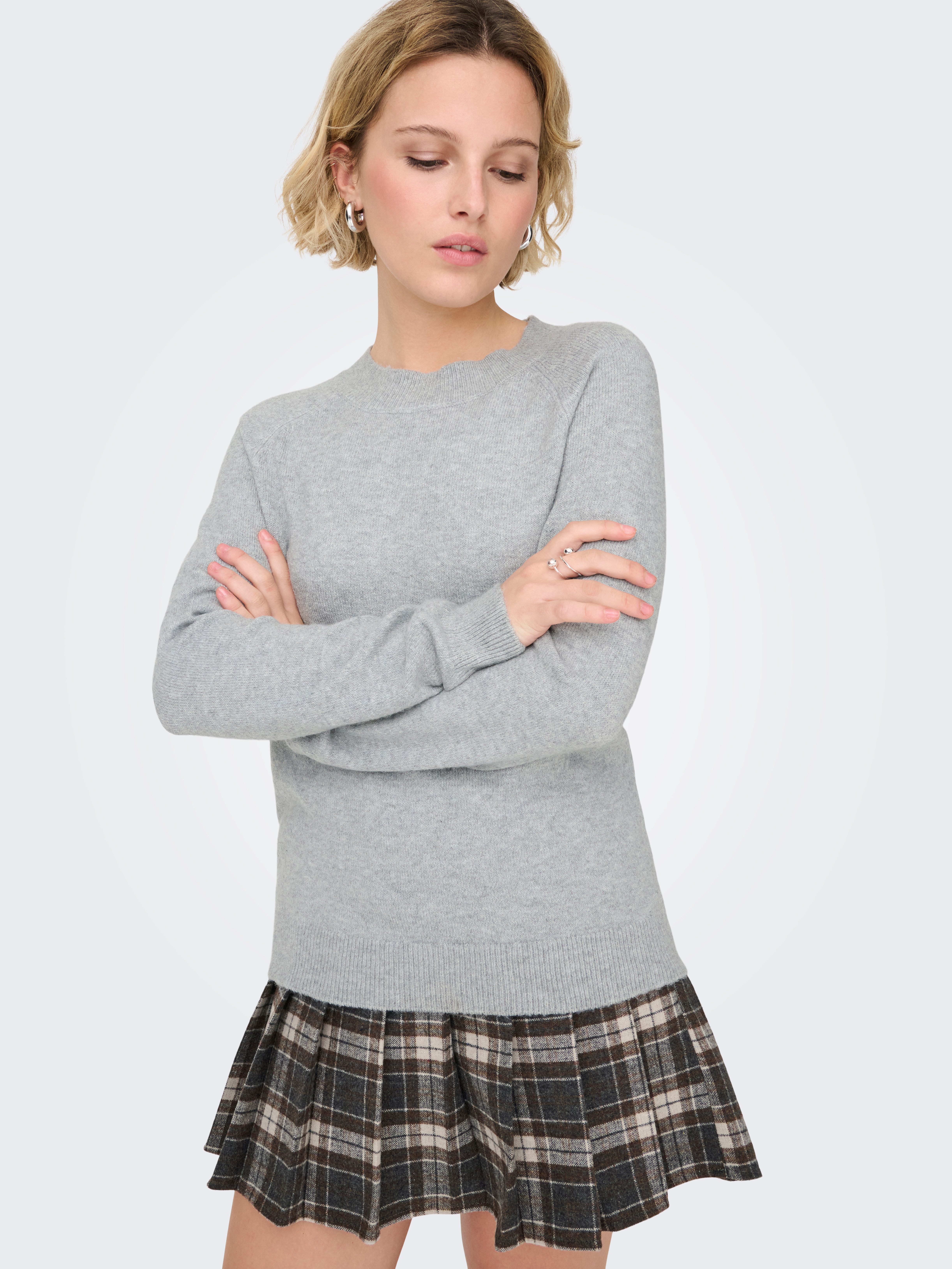 ONLY Rundhalspullover ONLRICA LIFE L/S PULLOVER KNT NOOS Materialmix, regular fit