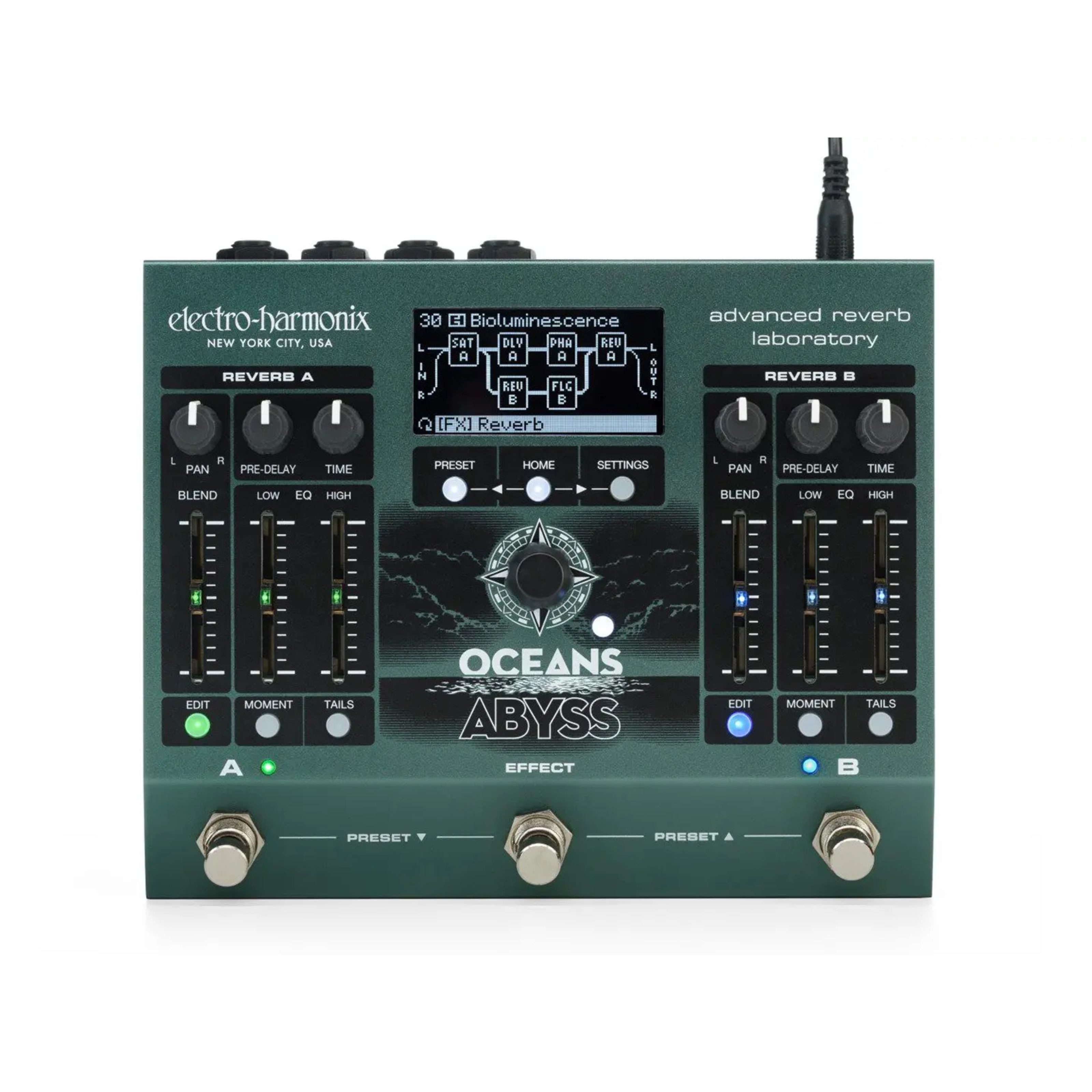 Electro Harmonix Musikinstrumentenpedal, (Effekte, Delays/Echos/Reverb), Oceans Abyss Advanced Reverb Laboratory - Effektgerät für Gitarren