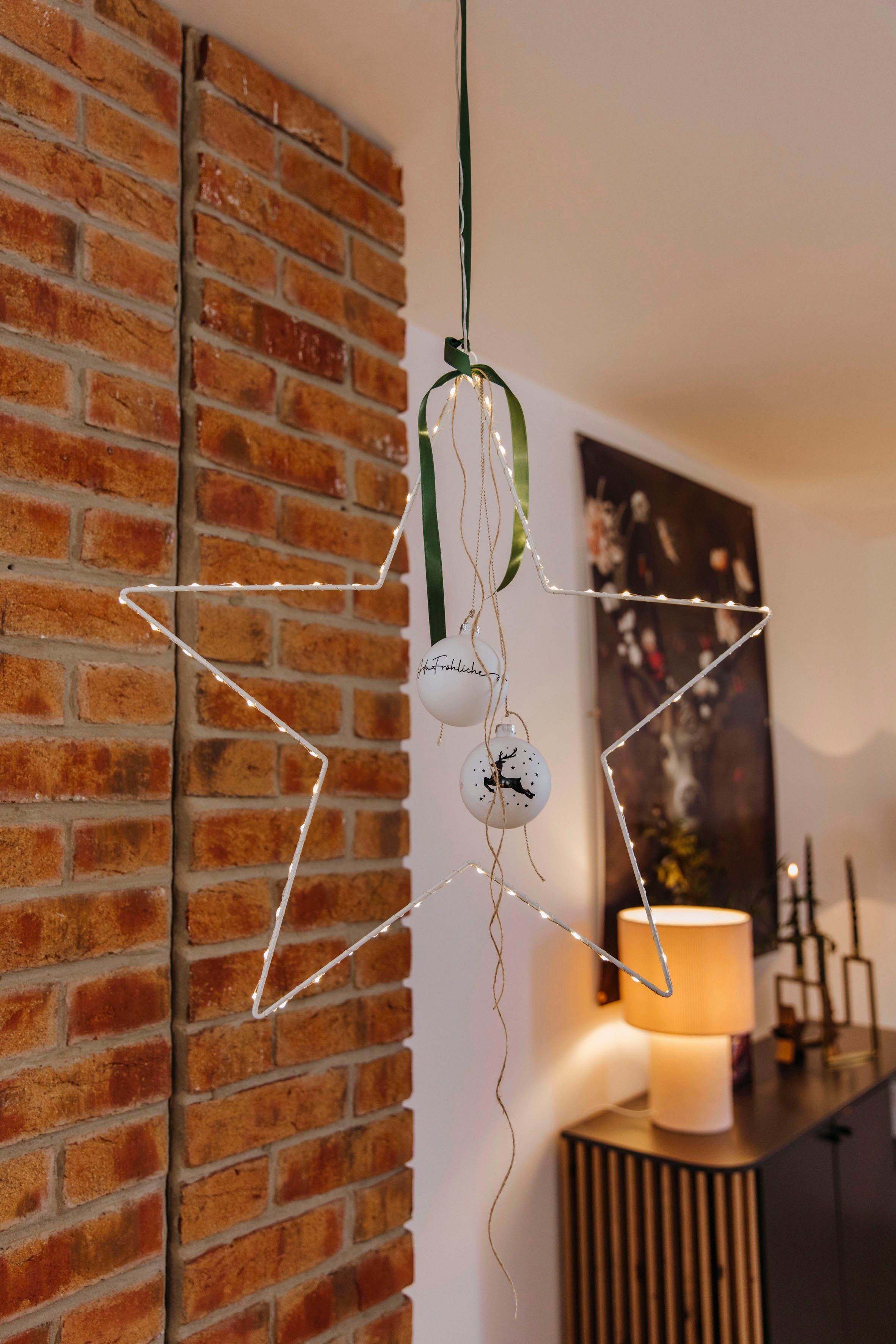 LED Design Weihnachtsstern Stern, Aufhängen,Weihnachtsdeko aus mit zum Öse Draht, integriert, AM aussen fest LED