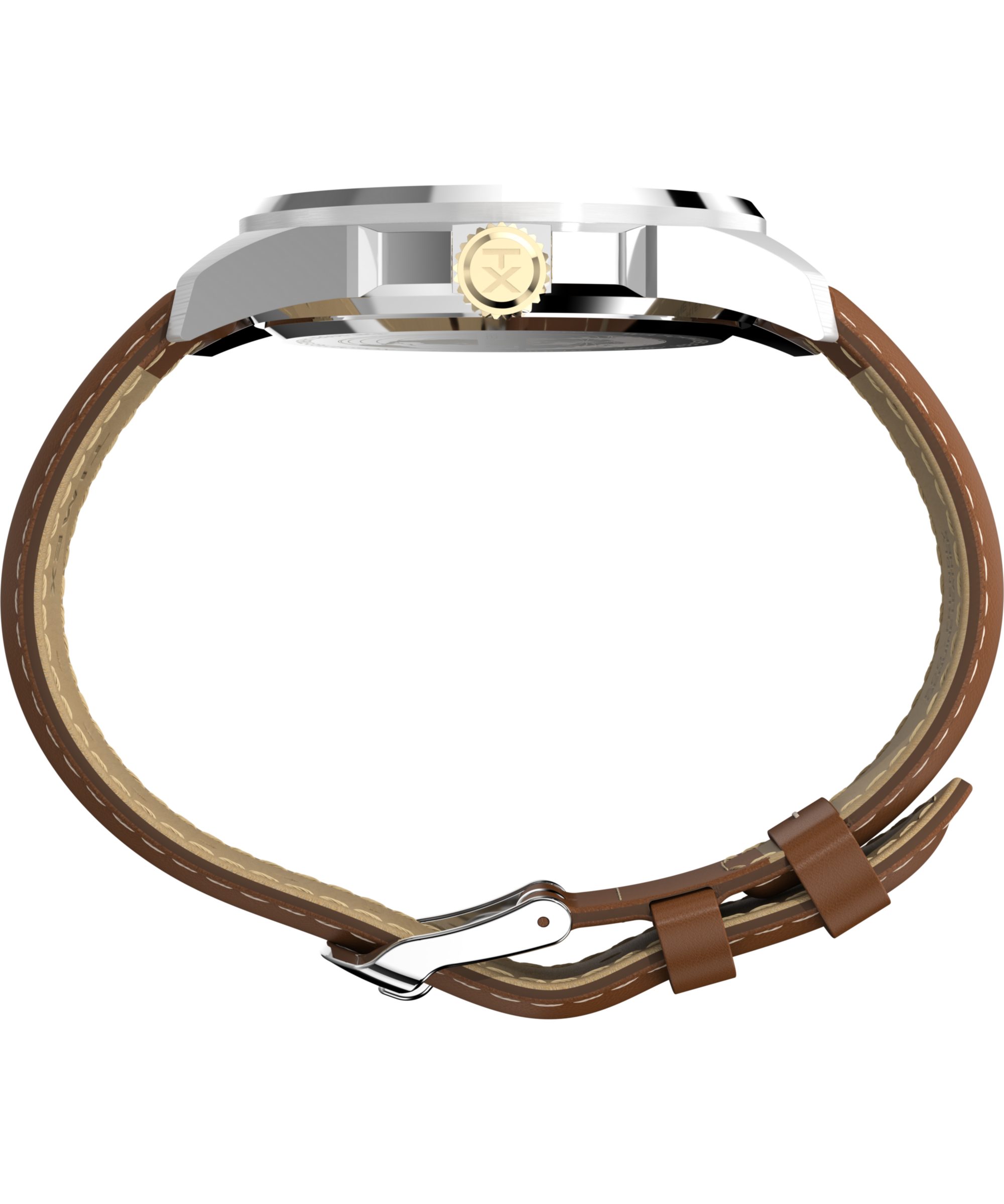 Timex Quarzuhr ESSEX TW2Y38100AJ, Armbanduhr, Damenuhr, Lederarmband, Datum, Leuchtzeiger