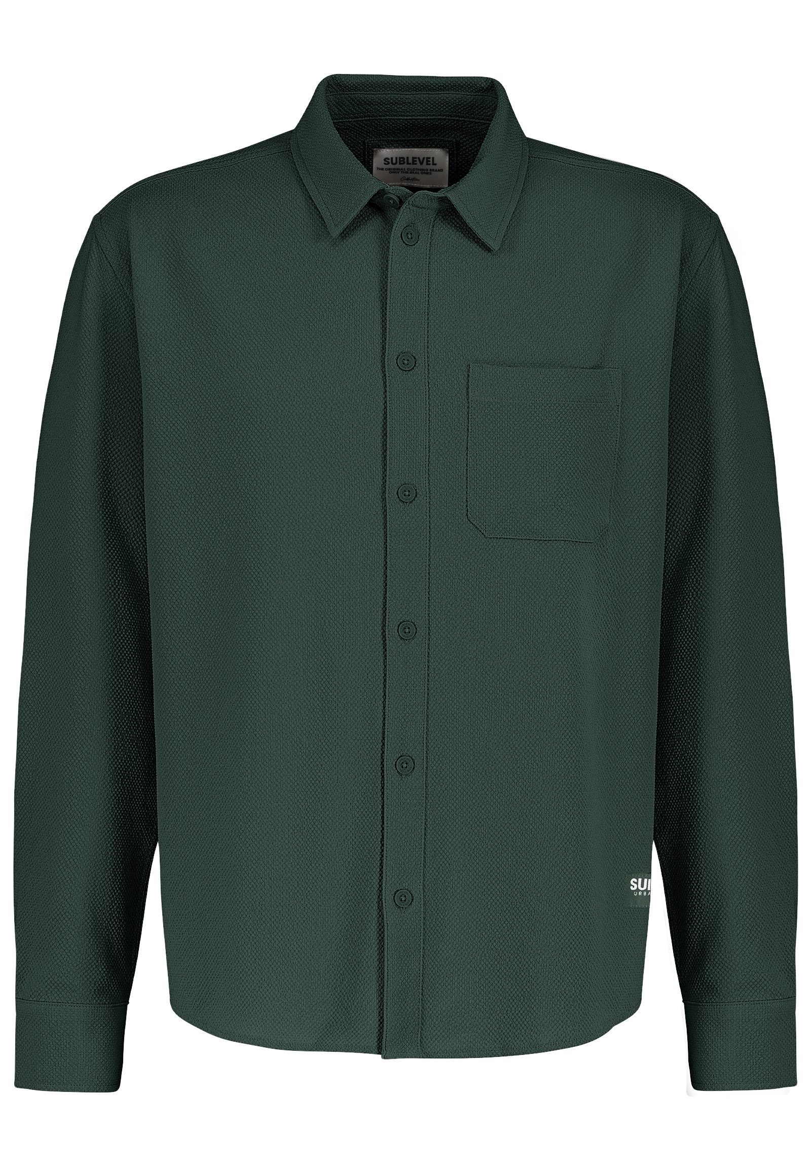 SUBLEVEL Langarmhemd Strukturiertes Oberteil mit Brusttasche und Knopfleist günstig online kaufen