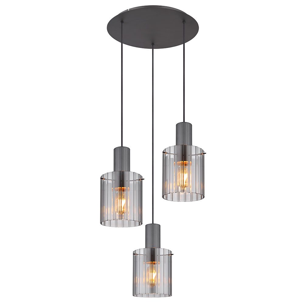 GLOBO LIGHTING LED Pendelleuchte, Leuchtmittel inklusive, Warmweiß, Hängeleuchte Pendelleuchte Esszimmerlampe Rauchglas schwarz LED 150 cm