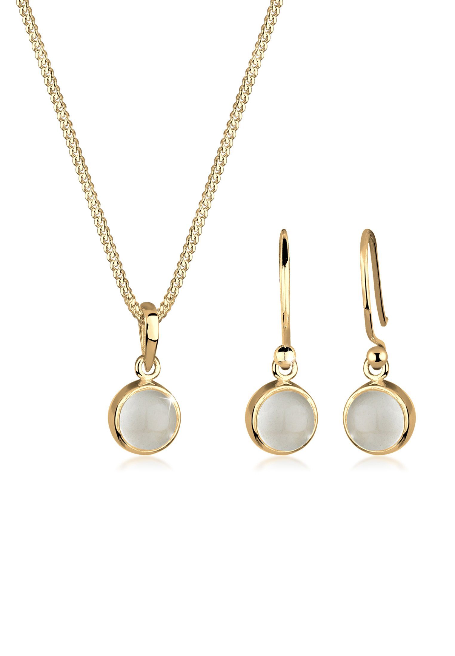 Elli Schmuckset Mondstein Weiß 925 Sterling Silber vergoldet günstig online kaufen