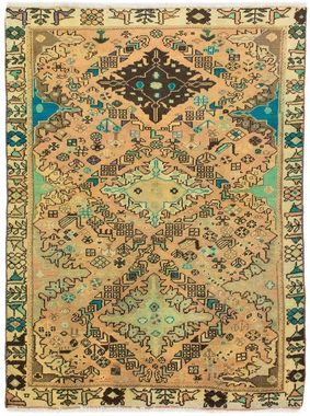 Wollteppich Afshar Sirjan Teppich handgeknüpft gelb, morgenland, rechteckig, Höhe: 8 mm, handgeknüpft