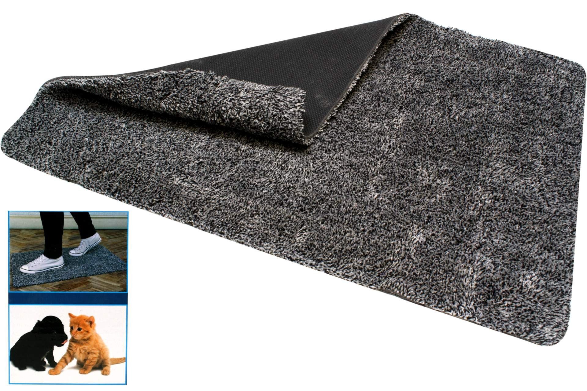 Grau Fußmatte, Untergrund Clean Magic mit TechnoCLEAN Bodenmatte rutschfestem Schmutzfangmatte