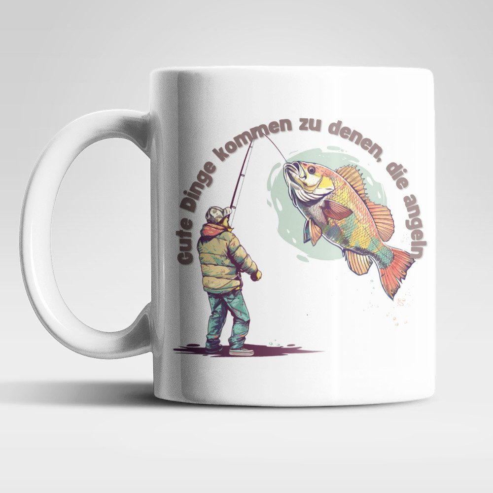 WS-Trend Tasse Angler Fischer Gute Dinge Kaffeetasse Teetasse Geschenkidee 325 ml, Keramik
