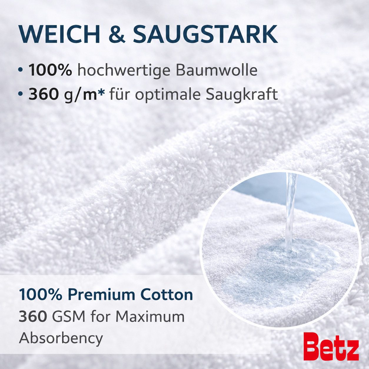 Betz Badetuch Berlin Größe 100 x 200 cm Saunatuch & Strandtuch 360 g/m², 100% Baumwolle (1 Stück, 1-St), saugstark & weich – großes Handtuch mit Aufhänger – Ser – Bild 4 von 5