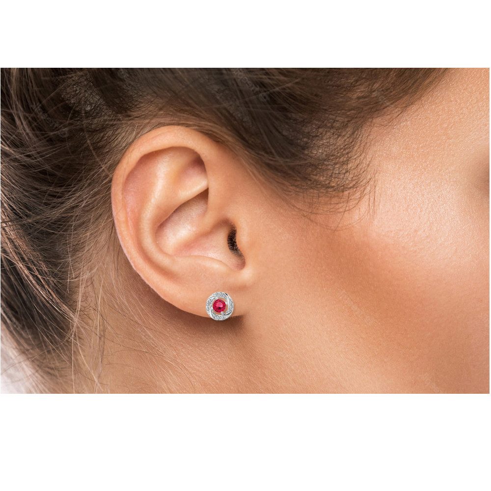 Limana Paar Ohrstecker runde 925 Silber 9mm rot blau Ohrringe Schmuck für Frauen Damen Mutter (Silberschmuck inkl. Dose), Weihnachten Geburtstag Muttertag Geschenk für Ehefrau Freundin Oma