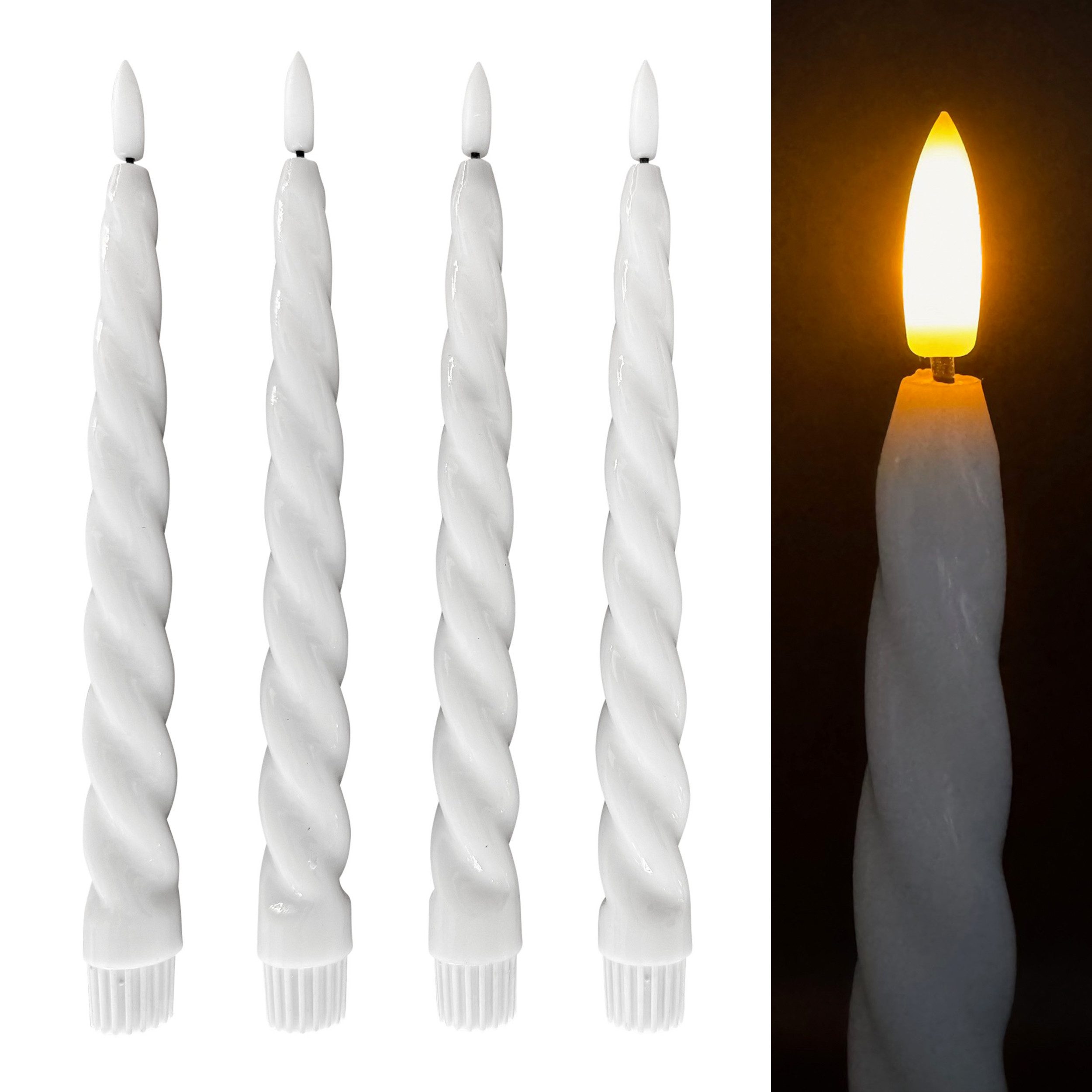 Online-Fuchs LED-Kerze 4 Stabkerzen gedreht aus Echtwachs mit 6-Stunden Tim günstig online kaufen