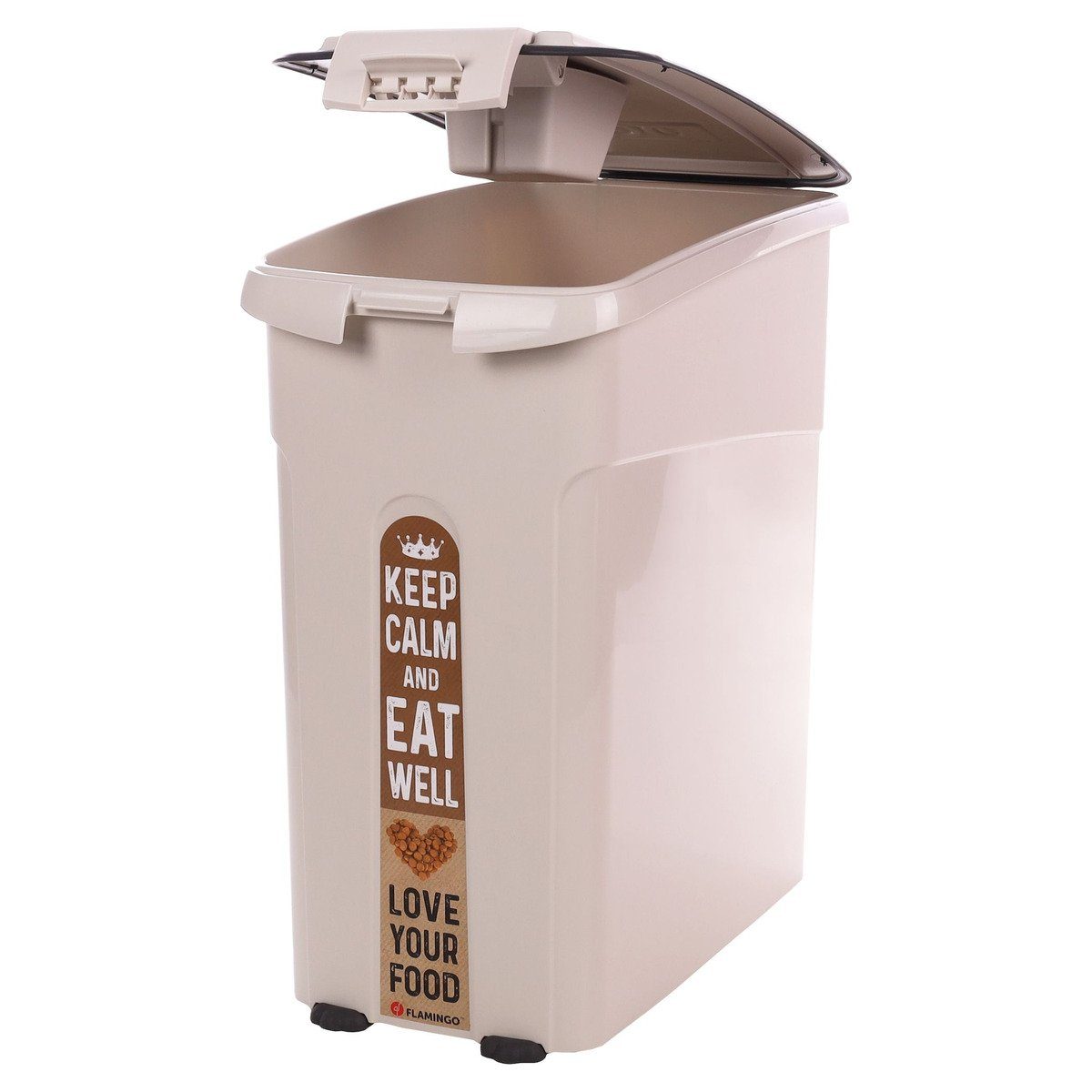 Flamingo Vorratsdose Futtertonne Kody rechteckig beige für Katzen