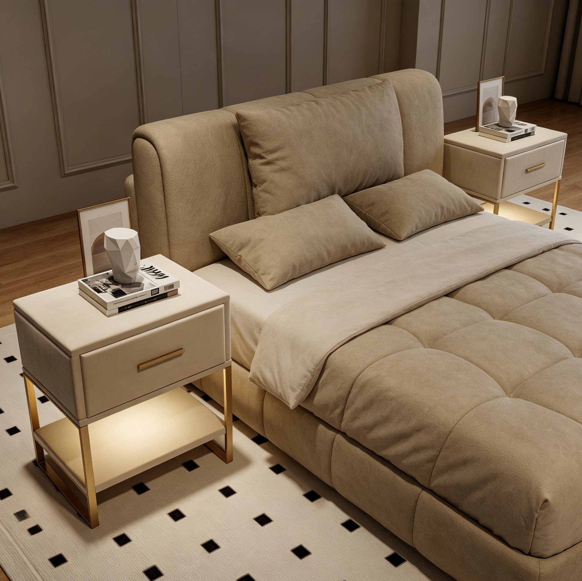 Nachttisch mit LED-Beleuchtung Wohnzimmertisch Ablagetisch Schreibtisch