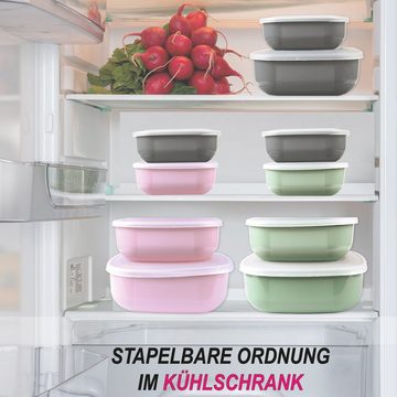 Pro Home Vorratsdose Stapelbar "eckig", Kunststoff, (3-tlg., 3er Set), Frischhaltedosen mit Deckel, Meal Prep Boxen, Aufbewahrungsbox