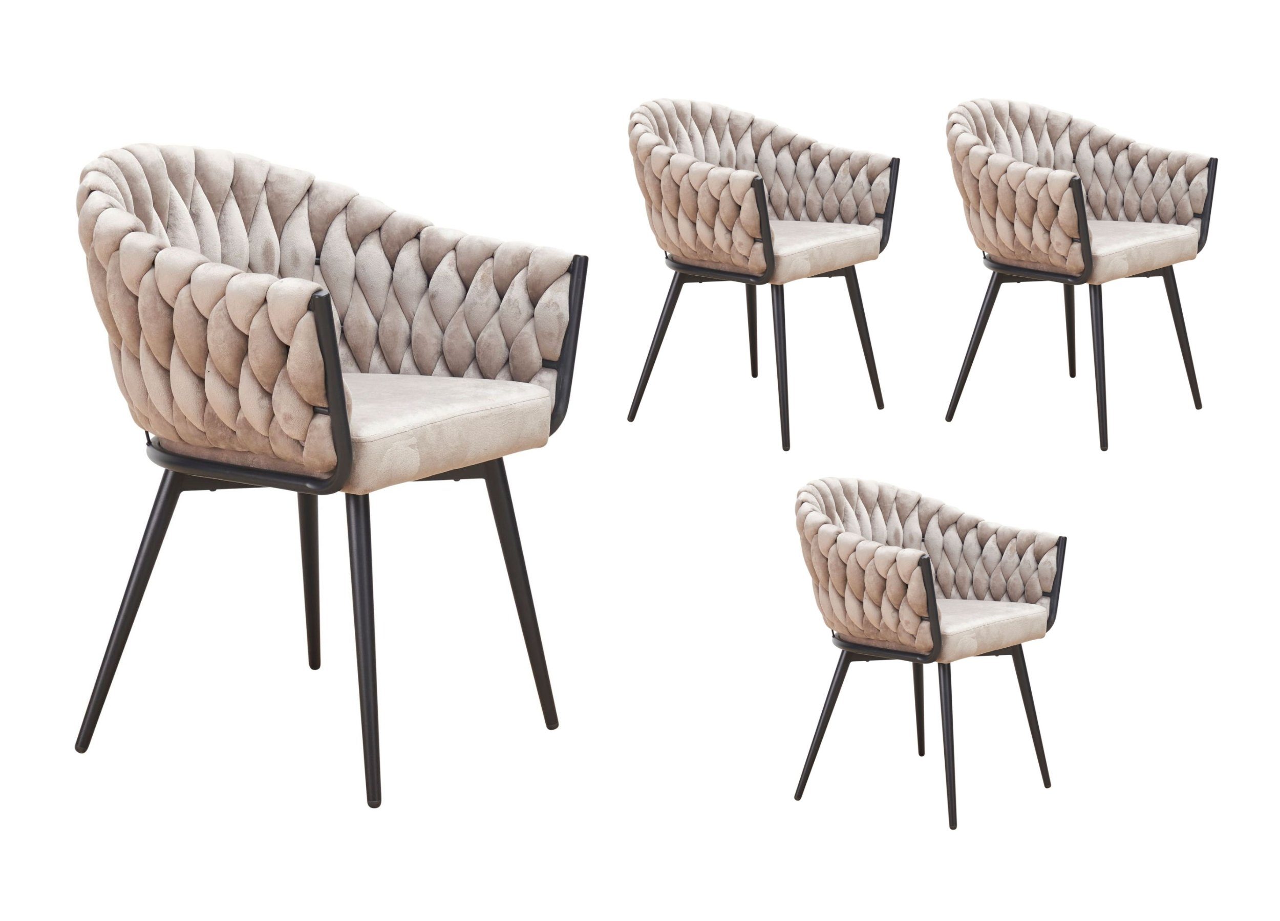 LC Home Esszimmerstuhl »Remy« Flechtoptik Samt günstig online kaufen