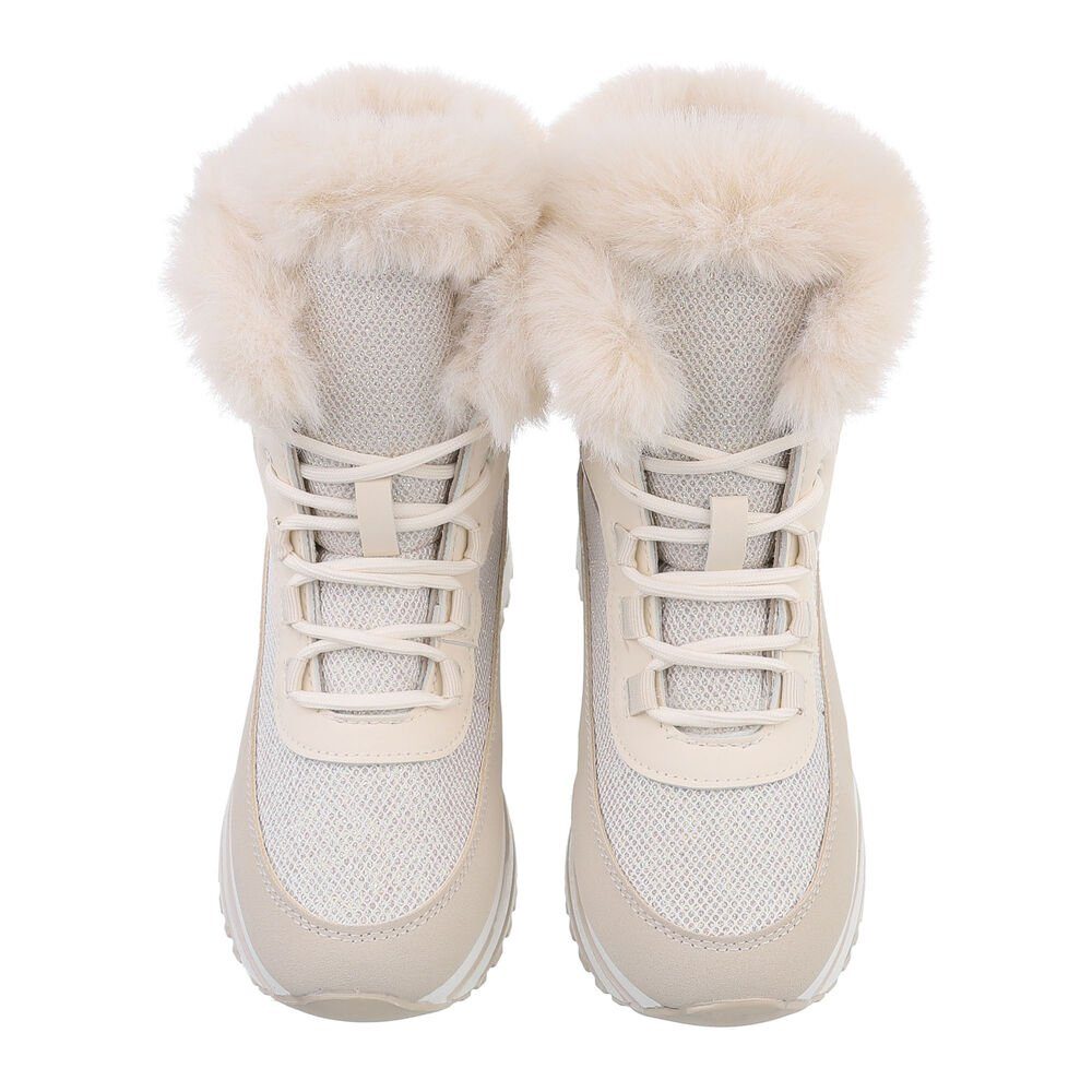 in High-Top Sneakers Beige Ital-Design Sneakerboots Keilabsatz/Wedge High Freizeit Damen