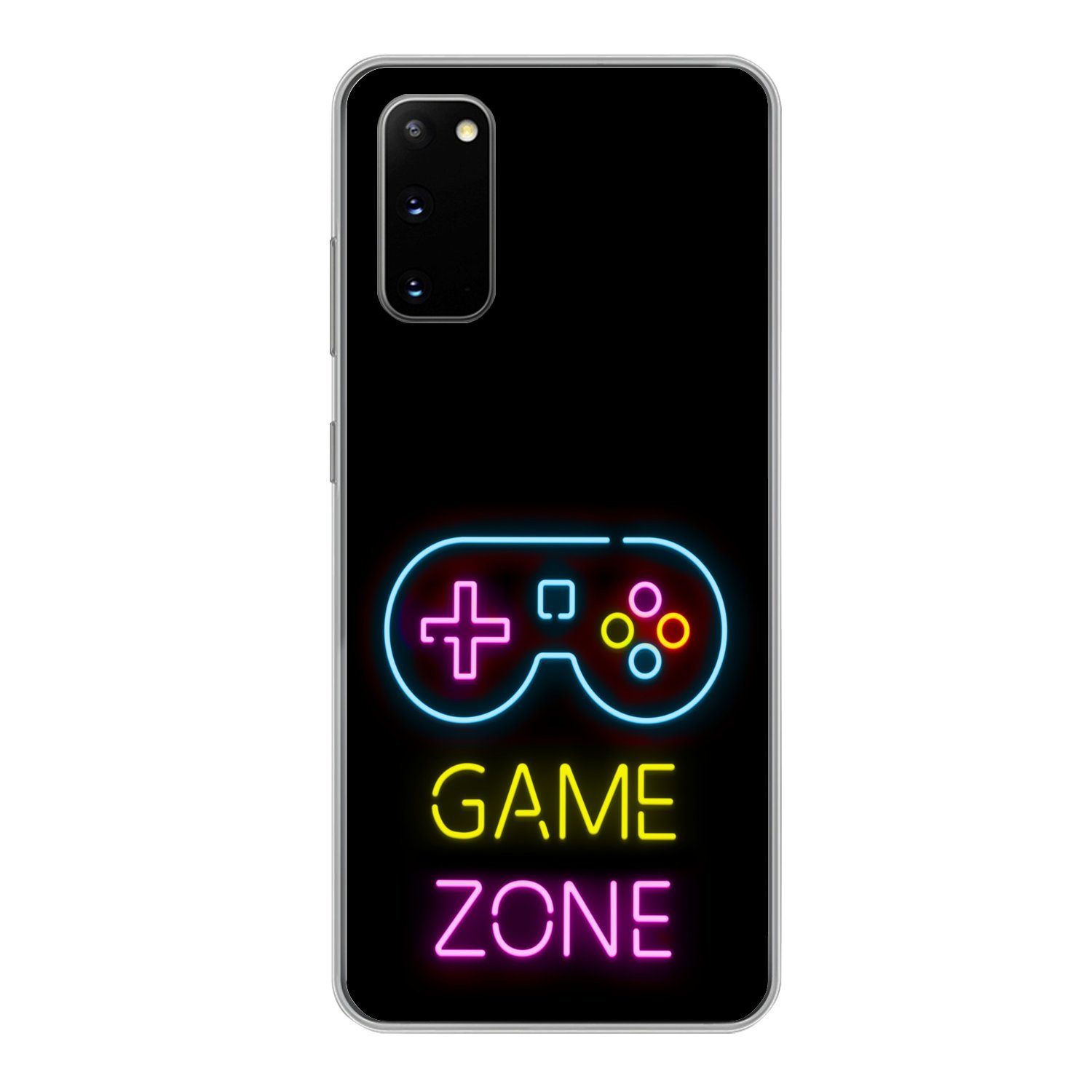 MuchoWow Handyhülle für Samsung Galaxy S20 Controller - Spiel - Neon - Schwarz - Zitate -, Phone Case, Silikon, Schutzhülle Dünn