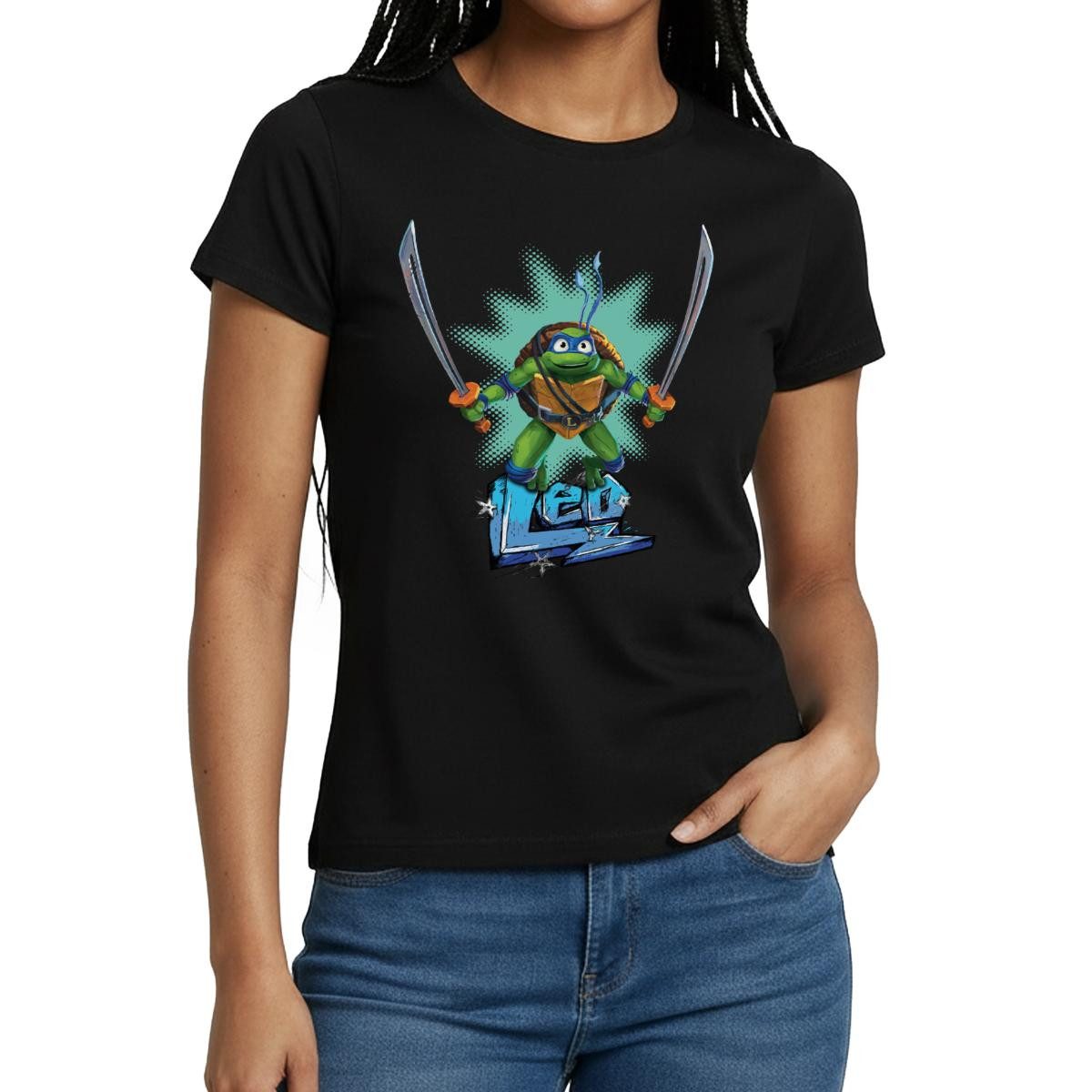 Spreadshirt T-Shirt TMNT Mutant Mayhem Turtle Leo Frauen T-Shirt (1-tlg)