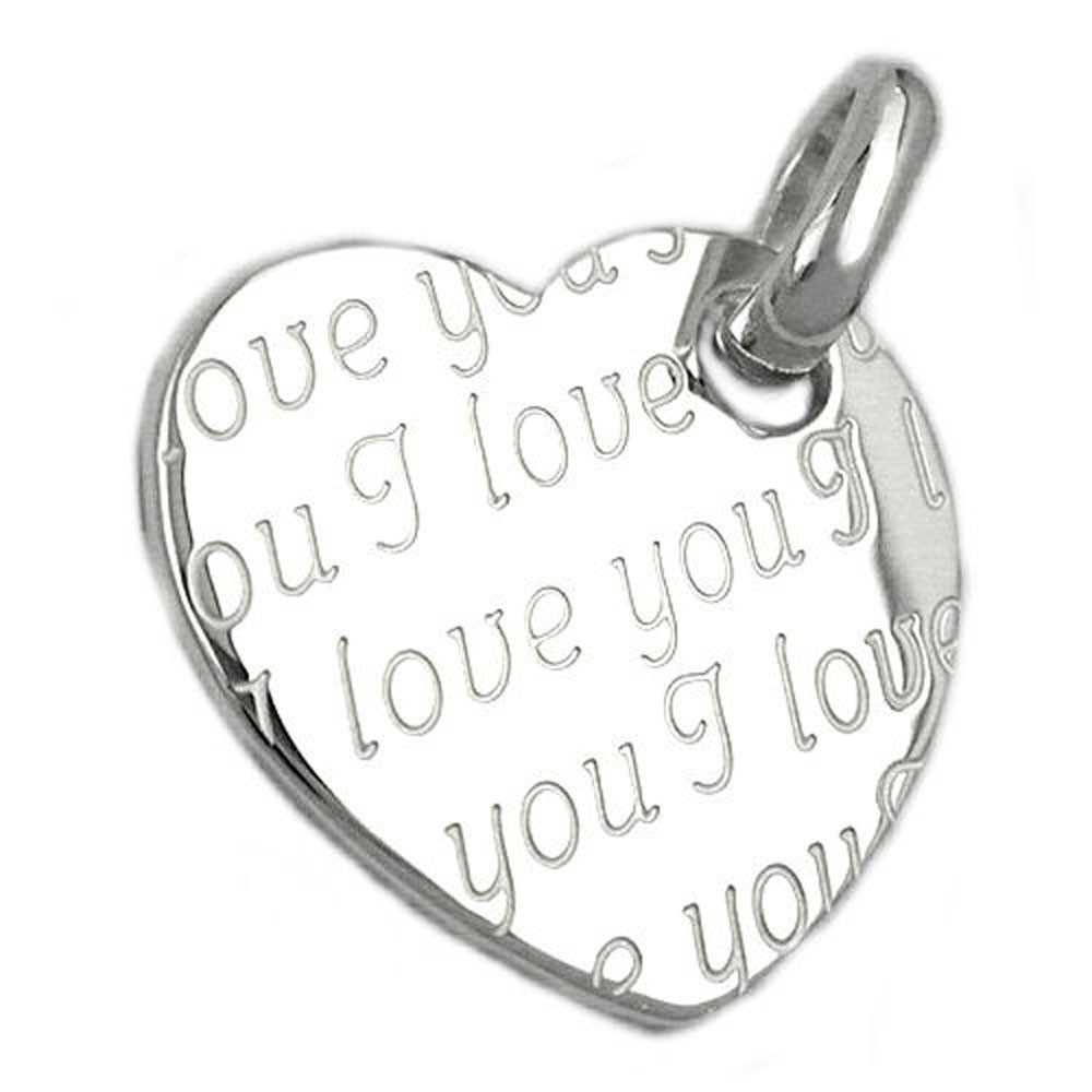 Kettenanhänger Anhänger Herz - I love you, graviert, 925 Silber