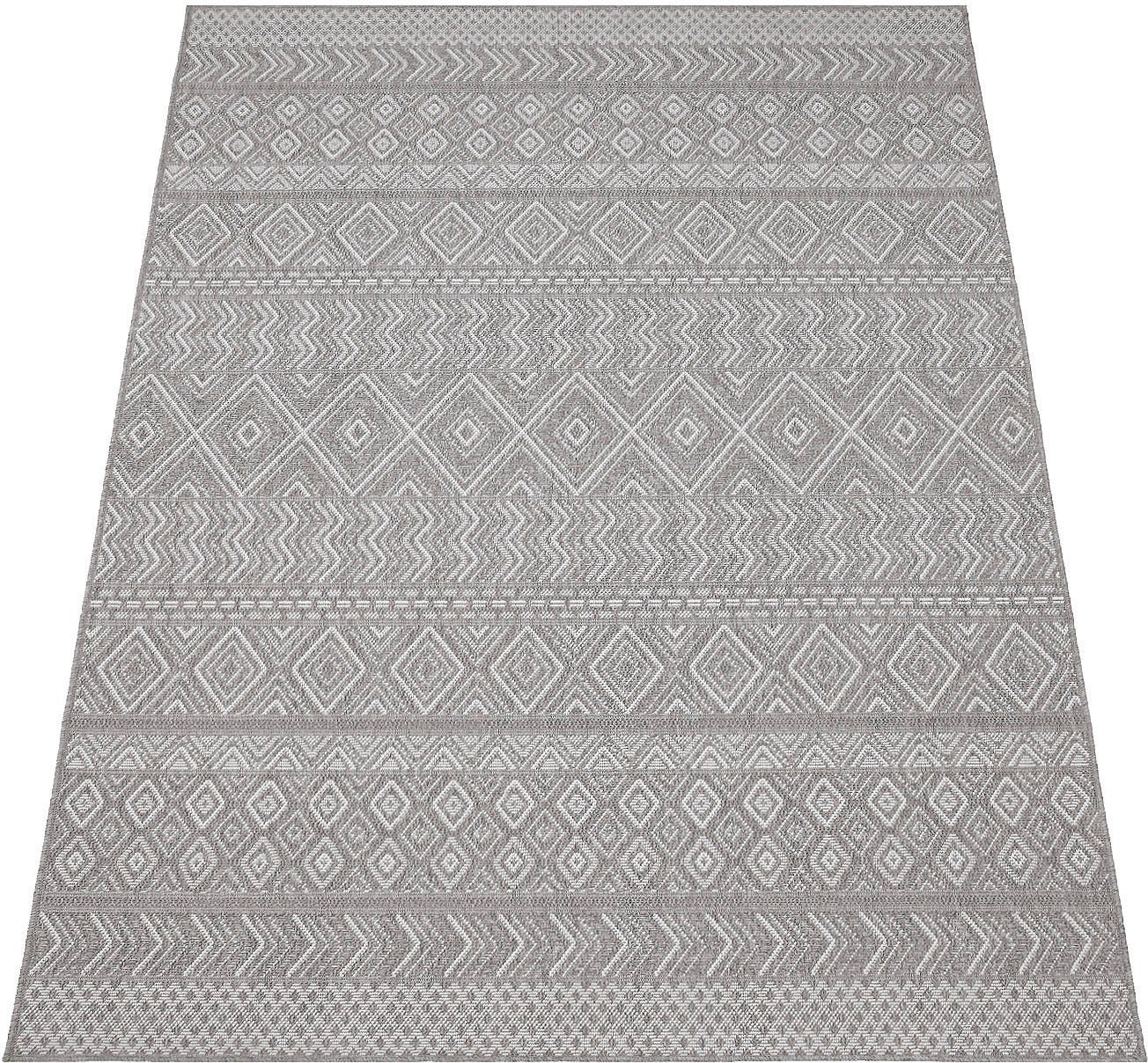 Teppich Vermont 190, Flachgewebe, grau Outdoor mm, 4 Design Höhe: Paco rechteckig, gesteift, Home, geeignet mit modernes Rauten