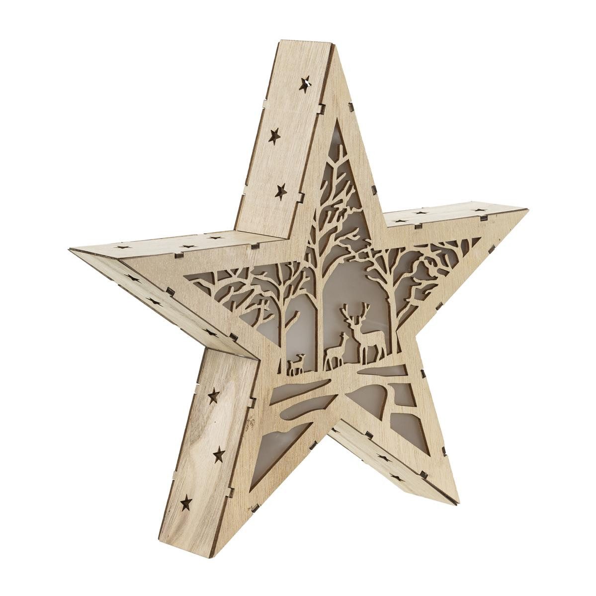 Bambelaa! LED Dekolicht Bambelaa! Holzstern Winterkulisse ca 30cm 10 LEDs W günstig online kaufen