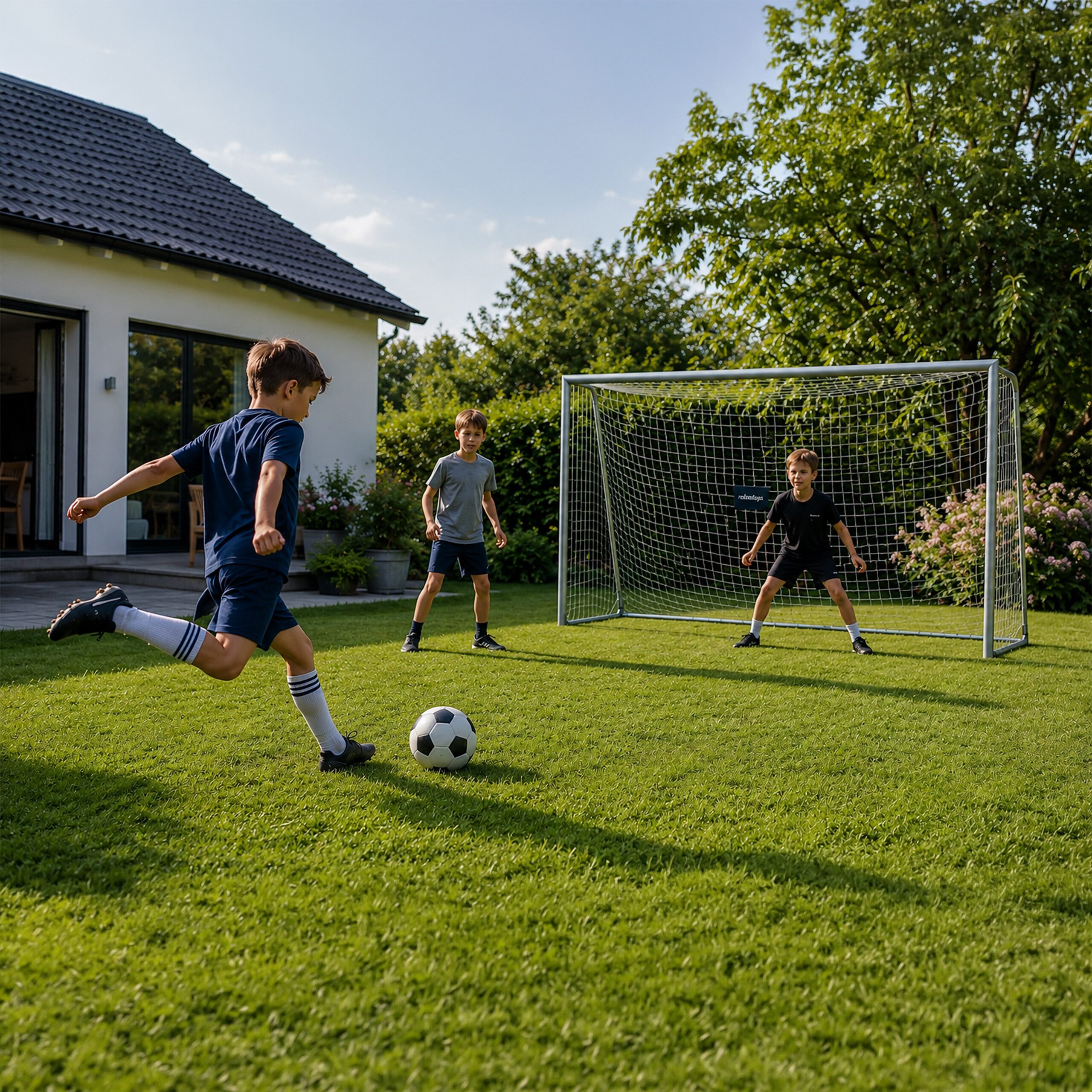 relaxdays Fußballtor Großes Fußballtor aus Stahl, 240 x 160 x 90 cm, ohne Torwand